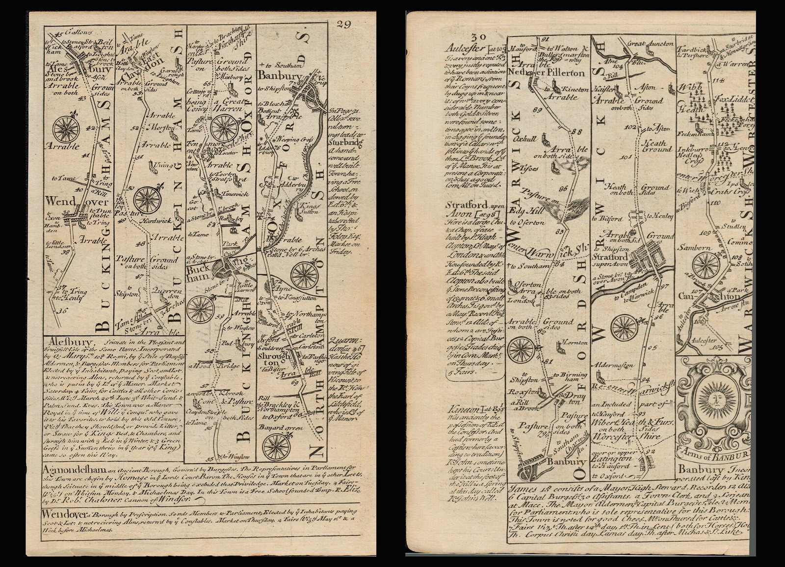 Bowen 290 Yrs Old Scarce Detailed Road Map Aylesbury, Stratford Upon Avon Banbury.: Title: Bowen 290 Yrs Old Scarce Detailed Road Map Aylesbury, Stratford Upon Avon Banbury. Description: This Rare Double-Sided Map Page Has Been Removed From An Antique Edition of. John Owen &