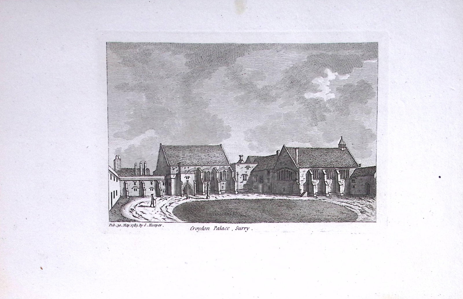 London Croydon Palace Francis Grose Rare 240 Years-Old Copper Engraving-28: Title: London Croydon Palace Francis Grose Rare 240 Years-Old Copper Engraving-28 Description: This Antique Book Plates Was Removed from an 8 Volume Edition. Francis Grose's Antiquities of Engl
