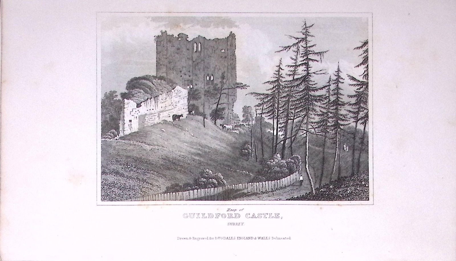 Guildford Castle Essex Antique 180 Years-Old Copper Plate Print-96: Title: Guildford Castle Essex Antique 180 Years-Old Copper Plate Print-96 Description: This Antique Copper Plate Engraving Has Been Removed from an Antique Edition of. Thomas Dugdale Curiositie