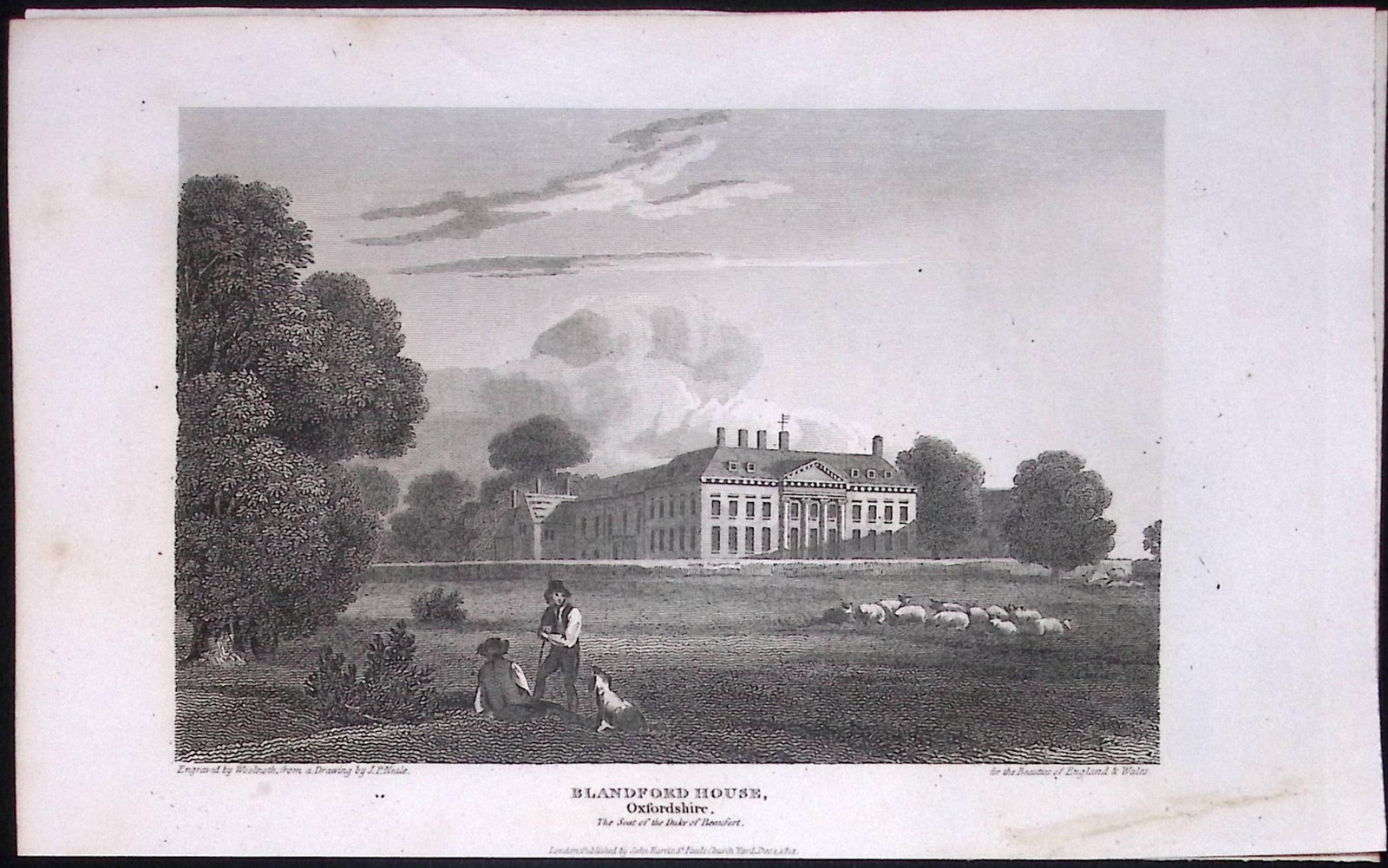 Blandford House Oxfordshire Antique 212 Years-Old Steel-Engraving-59: Title: Blandford House Oxfordshire Antique 212 Years-Old Steel-Engraving-59 Description: This Oxfordshire Georgian Antique Print Was Removed from a First Edition of. The Beauties of England and