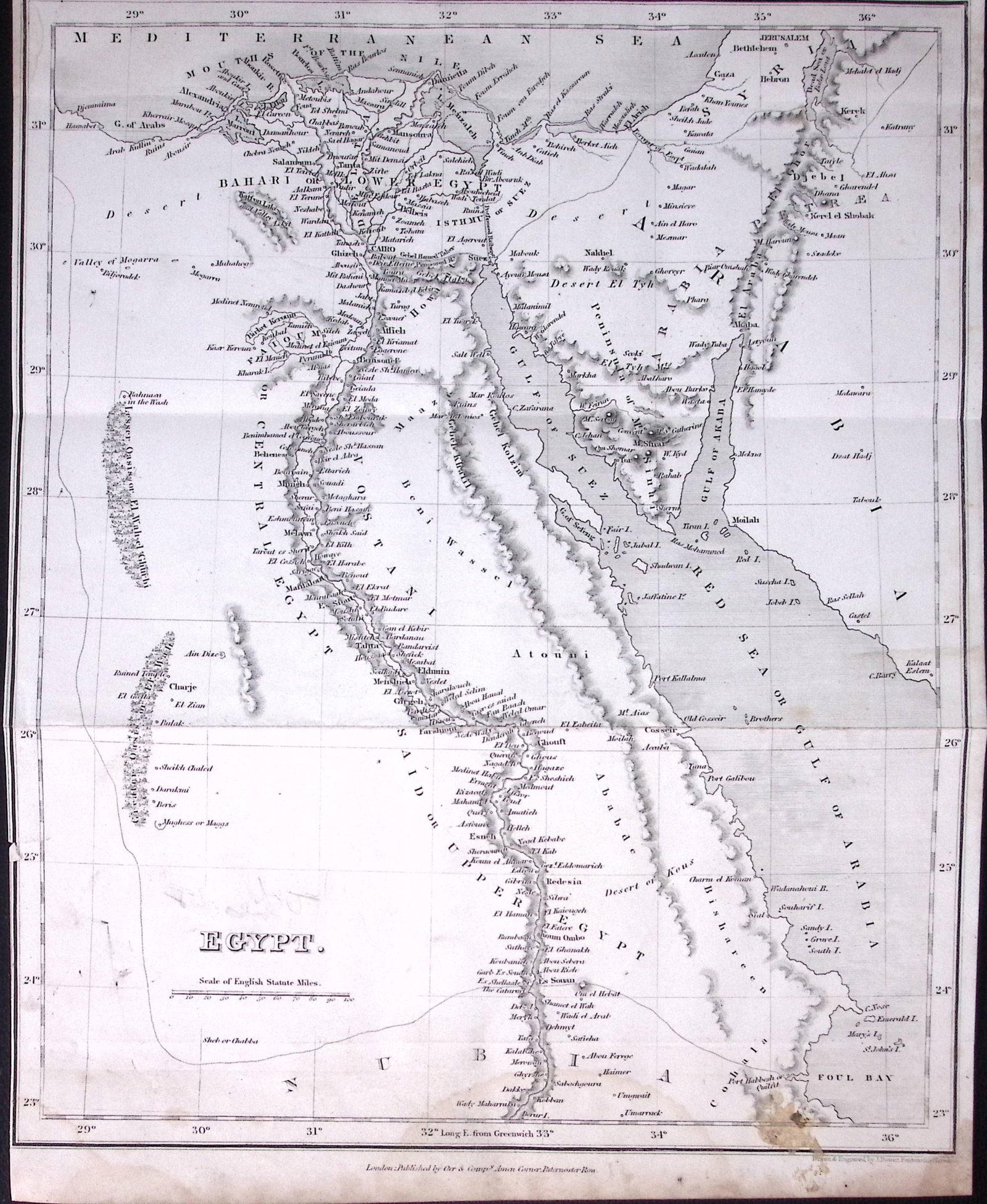 Egypt Detailed Antique 179-Year-Old Engraved Map-17-TR: Title: Egypt Detailed Antique 179-Year-Old Engraved Map-17-TR Description: This Antique Map was Removed from an Edition of. System of Geography By James Bell and Was Published By A Fullarton &a