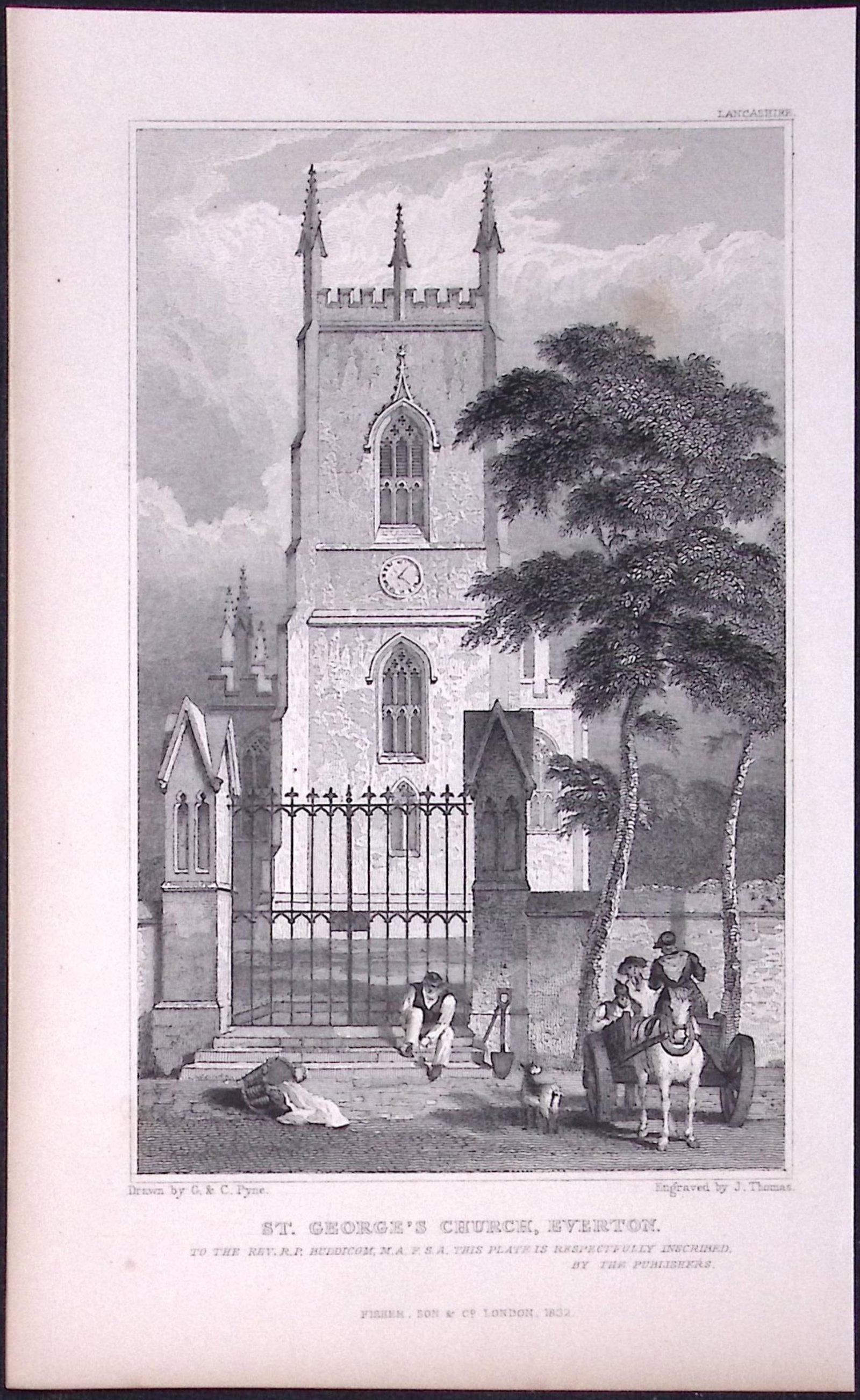 Liverpool St Georges Church Everton Antique 195 Years-Old Steel-Engraving-36: Title: Liverpool St Georges Church Everton Antique 195 Years-Old Steel-Engraving-36 Description: Antique Steel Engraving Was Removed from a 195-Year-Old Edition of. Lancashire Illustrated in a