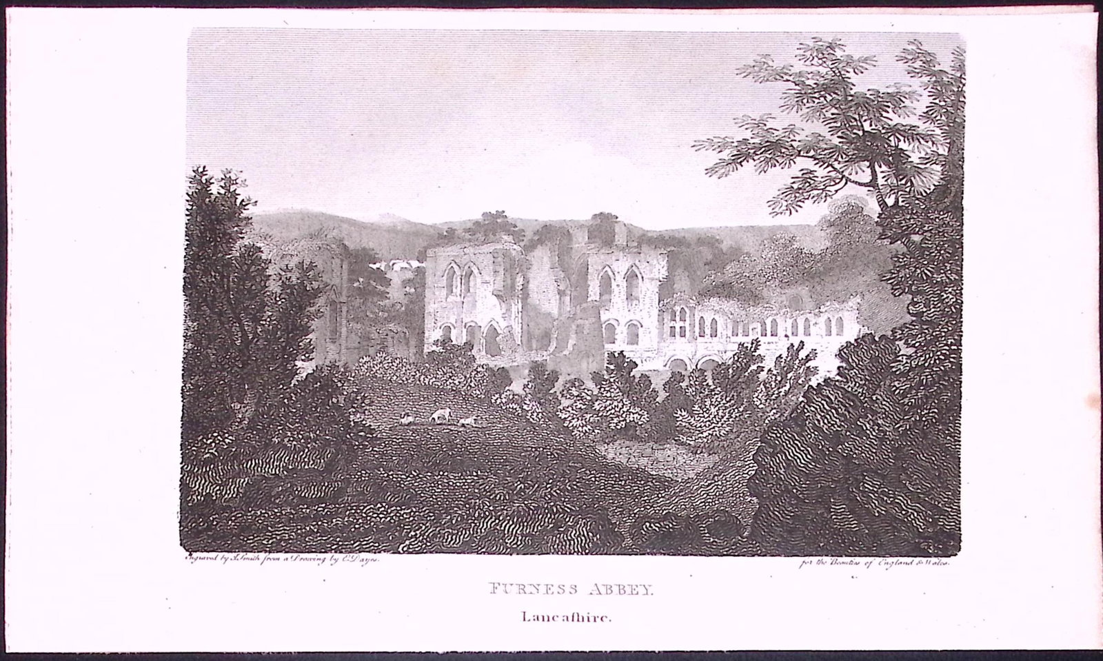Barrow Furnace Lancashire Abbey Antique 218 Years-Old Steel-Engraving-5: Title: Barrow Furnace Lancashire Abbey Antique 218 Years-Old Steel-Engraving-5 Description: This Antique Steel Engraving Was Removed from a 195-Year-Old Edition of. Lancashire Illustrated in a Series