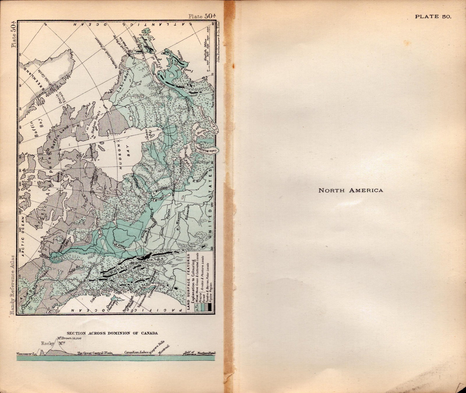 North America Area Double Sided Victorian Antique 1896 Map. - 2