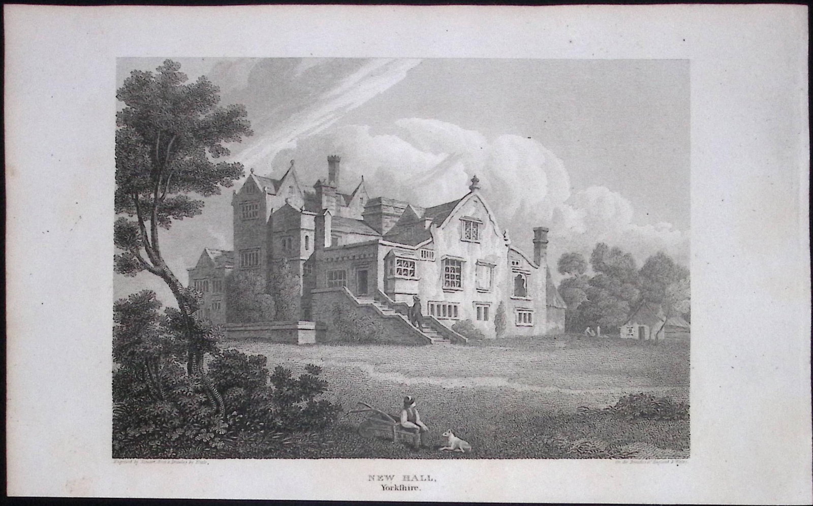 New Hall Yorkshire Antique 213 Years-Old Steel-Engraving-32: Title: New Hall Yorkshire Antique 213 Years-Old Steel-Engraving-32 Description: This Yorkshire Georgian Antique Print Was Removed from a First Edition of. The Beauties of England and Wales Anti