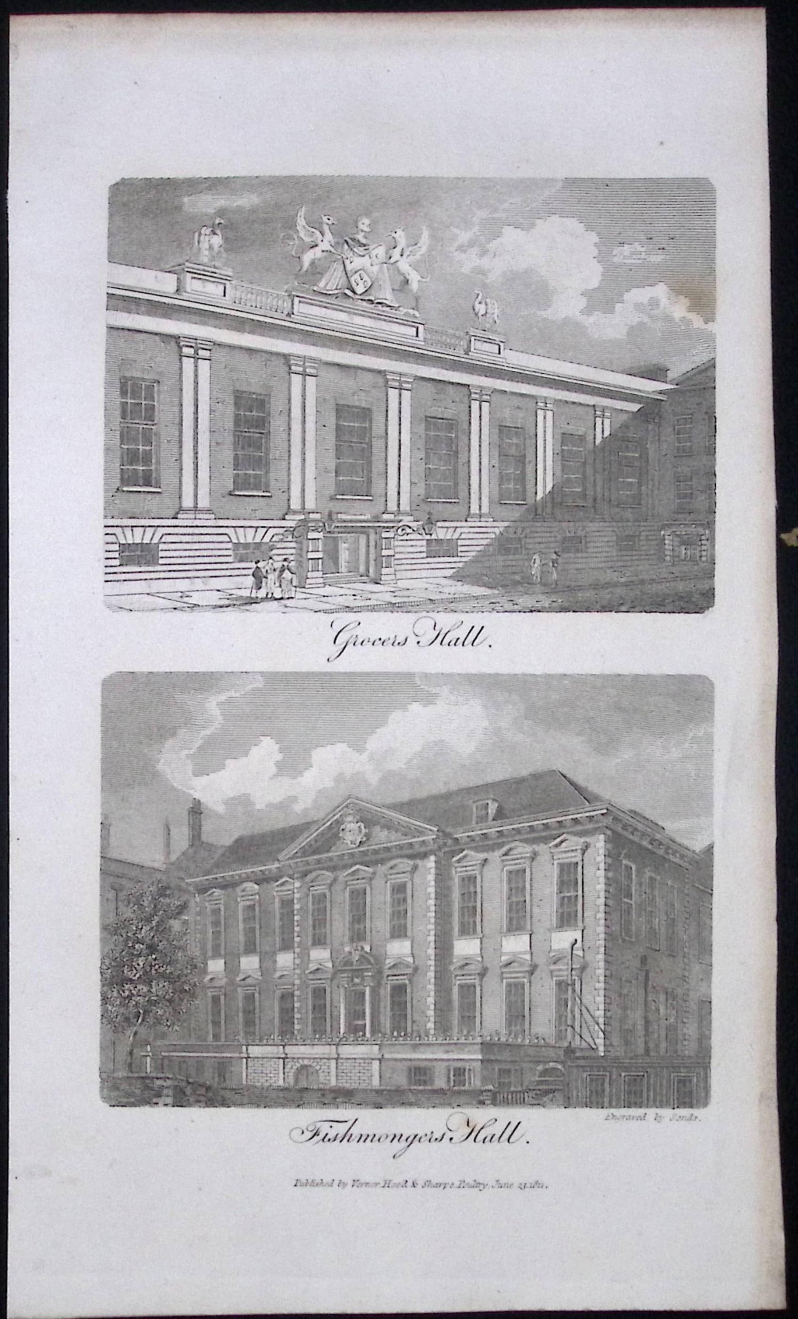 London Grocer’s & Fishmonger’s Hall Antique 200 Years-Old Steel-Engraving-118: Title: London Grocer’s & Fishmonger’s Hall Antique 200 Years-Old Steel-Engraving-118 Description: This London Georgian Antique Print Was Removed from a First Edition of. The Beauties