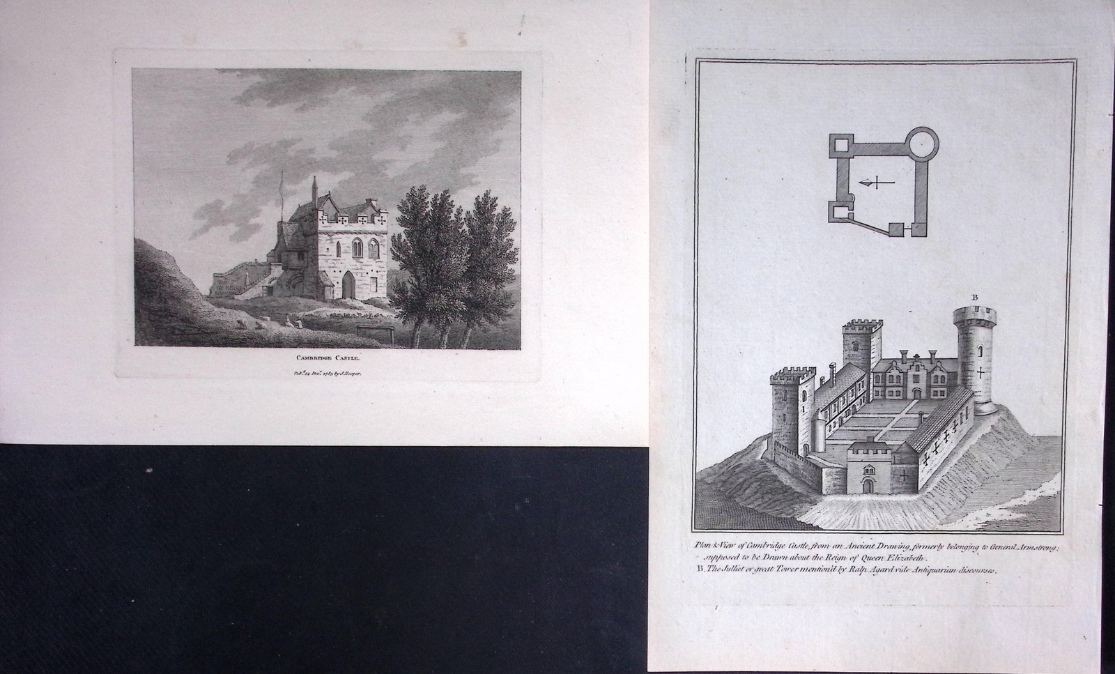Cambridge Castle & Plan Francis Grose Rare 240 Years-Old Copper Engraving-34.: Title: Cambridge Castle & Plan Francis Grose Rare 240 Years-Old Copper Engraving-34. Description: Cambridge Castle & Plan Francis Grose Rare 240 Years-Old Copper Engraving-34. These Antique