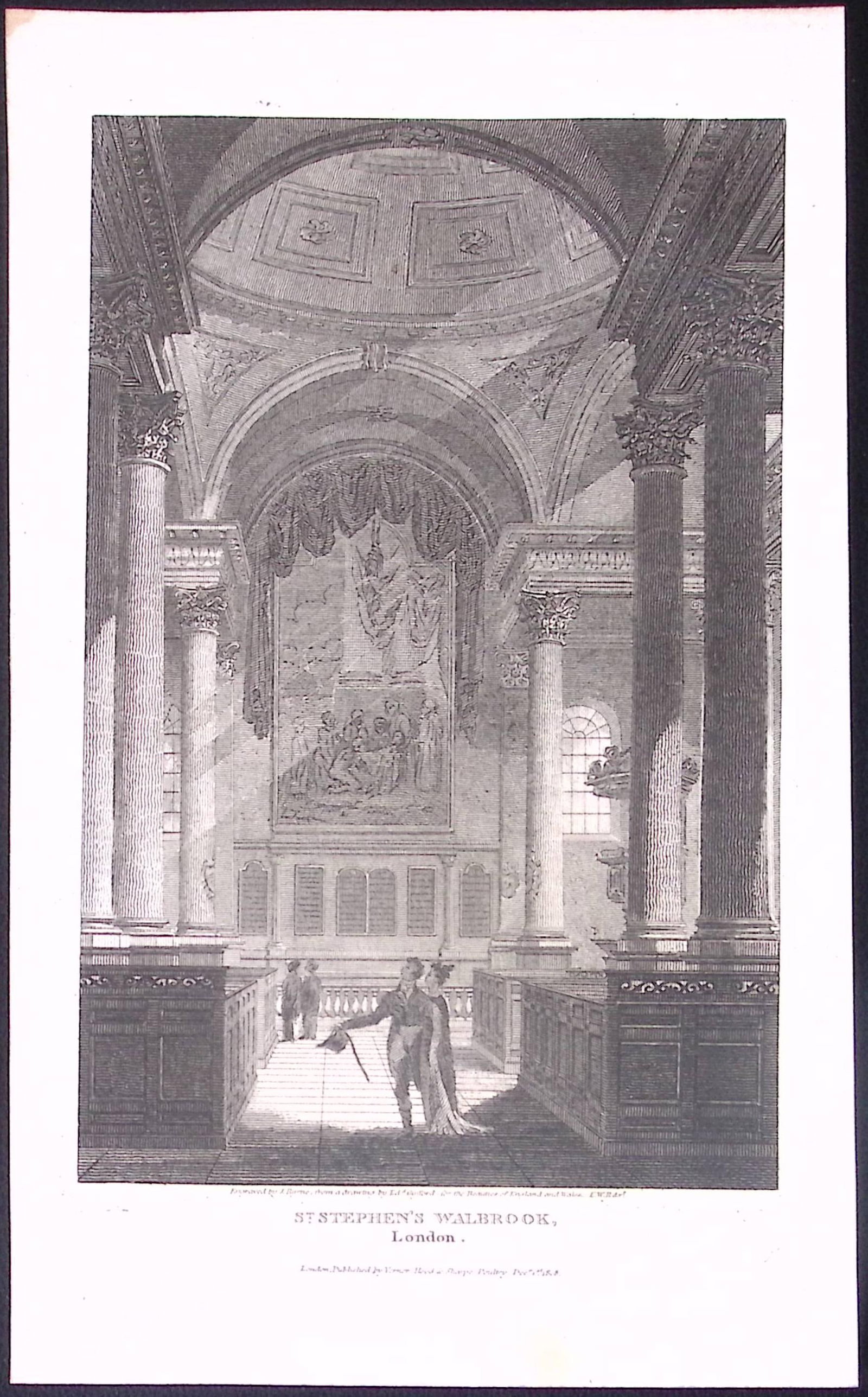 St Stephens Walbrook London Antique 200 Years-Old Steel-Engraving-240: Title: St Stephens Walbrook London Antique 200 Years-Old Steel-Engraving-240 Description: This London Georgian Antique Print Was Removed from a First Edition of. The Beauties of England and Wal