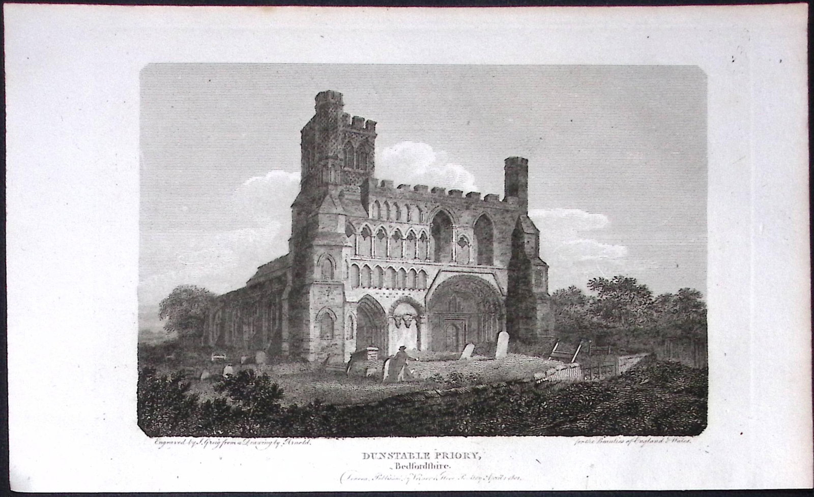 Dunstable Abbey Bedford Antique 225 Years-Old Georgian Steel-Engraving-411: Title: Dunstable Abbey Bedford Antique 225 Years-Old Georgian Steel-Engraving-411 Description: This Bedfordshire Georgian Antique Print Was Removed from a First Edition of. The Beauties of England