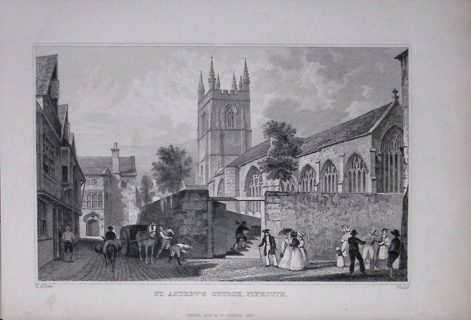 St Andrews Church Plymouth Devonshire Antique 193 Years-Old Steel-Engraving-41: Title: St Andrews Church Plymouth Devonshire Antique 193 Years-Old Steel-Engraving-41 Description: This Antique Steel Engraving Was Removed from a 193-Year-Old Edition of. Devon and Cornwall
