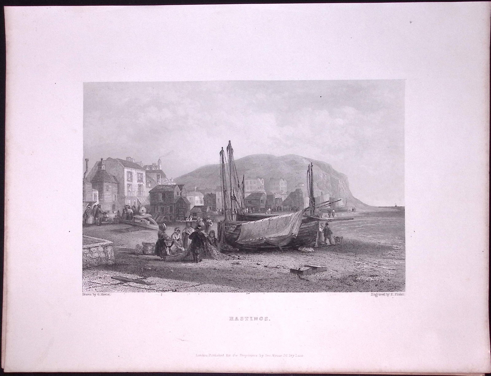 Hastings View on The Beach WH Bartlett 183 Years-Old Antique Steel Engraving-29: Title: Hastings View on The Beach WH Bartlett 183 Years-Old Antique Steel Engraving-29 Description: This Steel Engraved Print Has Been Removed from an Antique 1842 Edition of. Finden’s The
