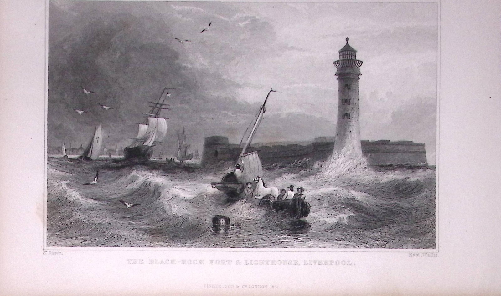 Liverpool Black Rock Lighthouse Antique 195 Years-Old Steel-Engraving-42: Title: Liverpool Black Rock Lighthouse Antique 195 Years-Old Steel-Engraving-42 Description: Antique Steel Engraving Was Removed from a 195-Year-Old Edition of. Lancashire Illustrated in a Series of