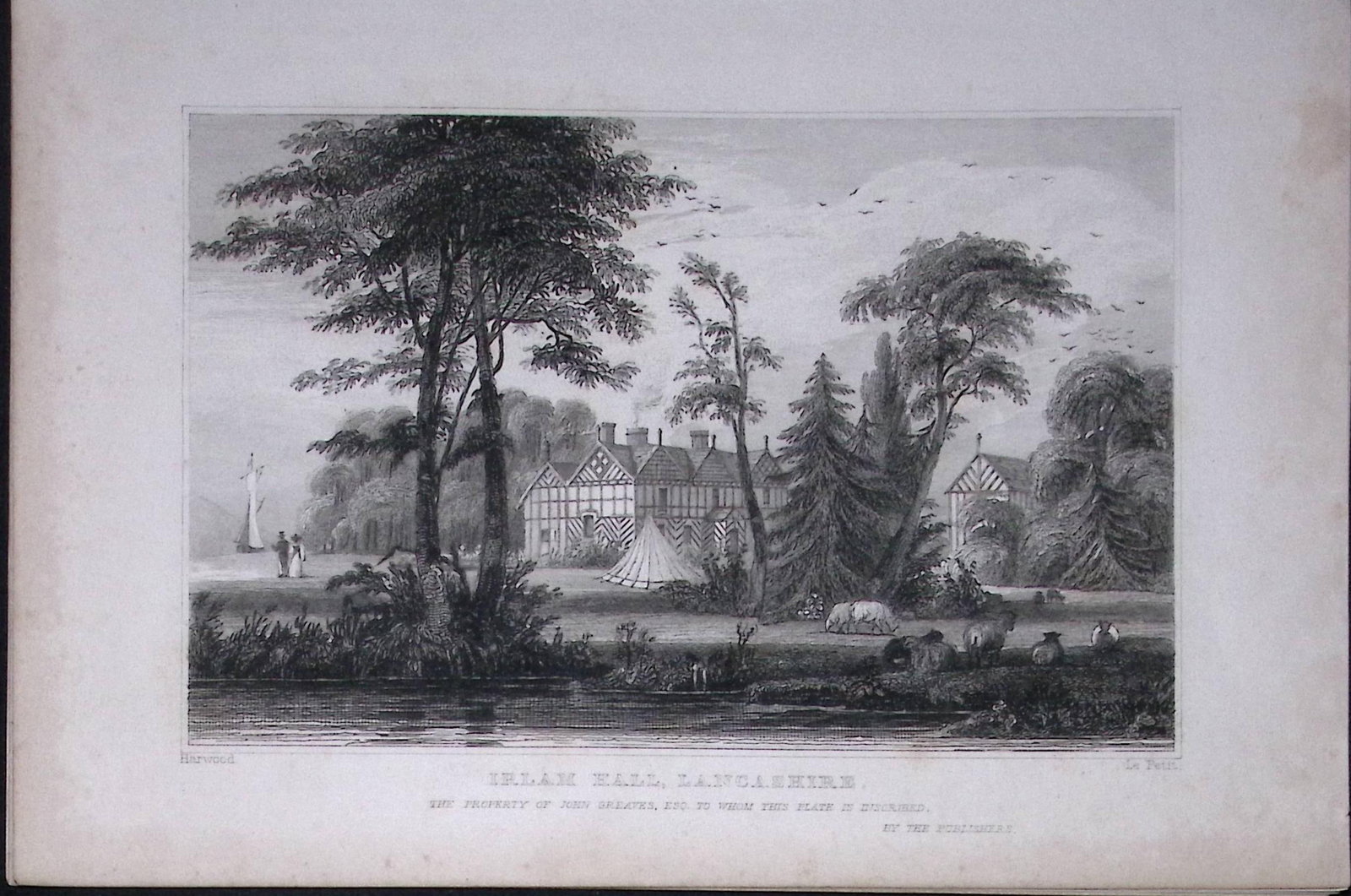 Manchester Irlam Hall Antique 195 Years-Old Steel-Engraving-67: Title: Manchester Irlam Hall Antique 195 Years-Old Steel-Engraving-67 Description: This Antique Steel Engraving Was Removed from a 195-Year-Old Edition of. Lancashire Illustrated in a Series of