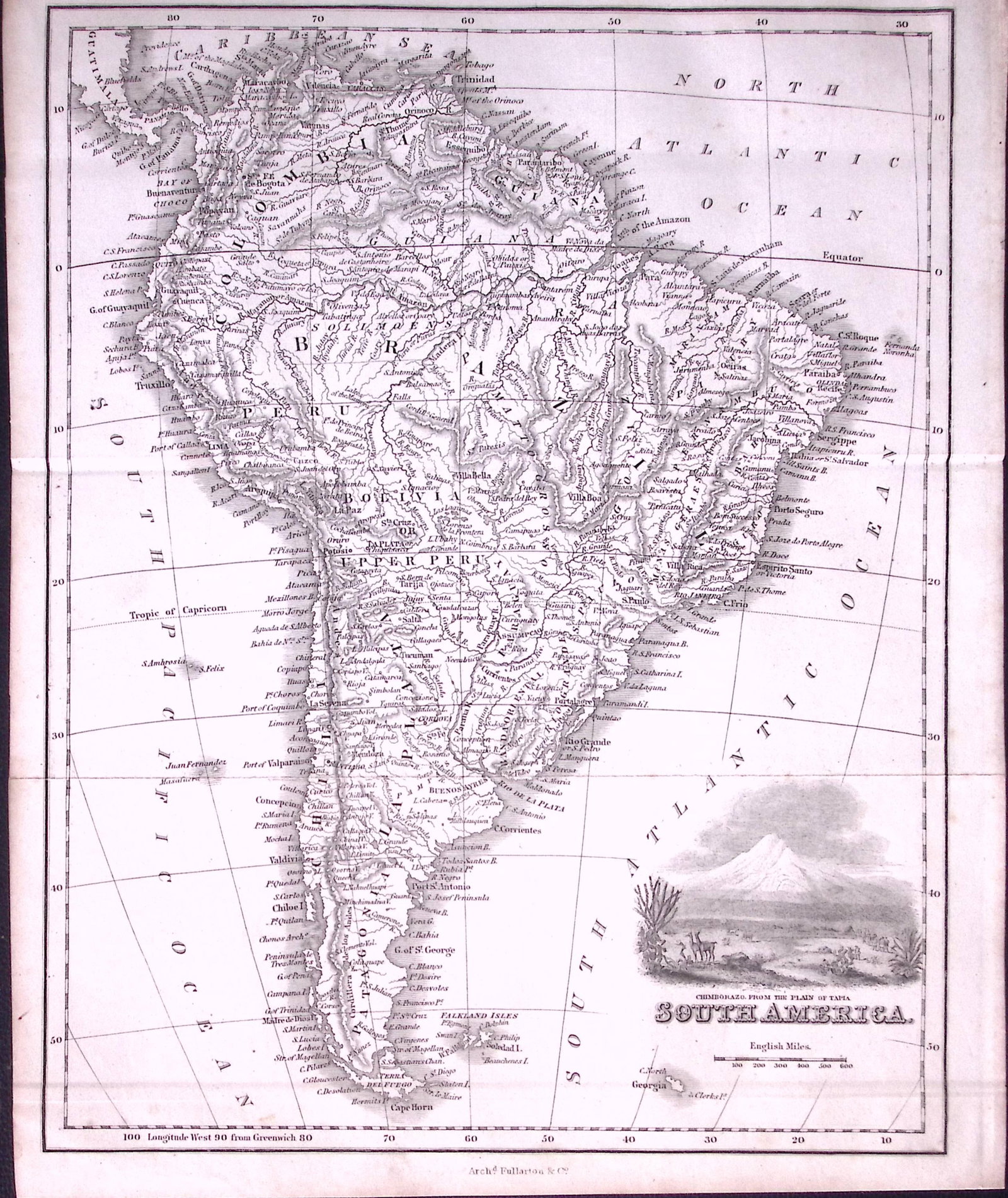 South America Detailed Antique 179-Year-Old Engraved Map-22-TR: Title: South America Detailed Antique 179-Year-Old Engraved Map-22-TR Description: This Antique Map was Removed from an Edition of. System of Geography By James Bell and Was Published By A Fullarton