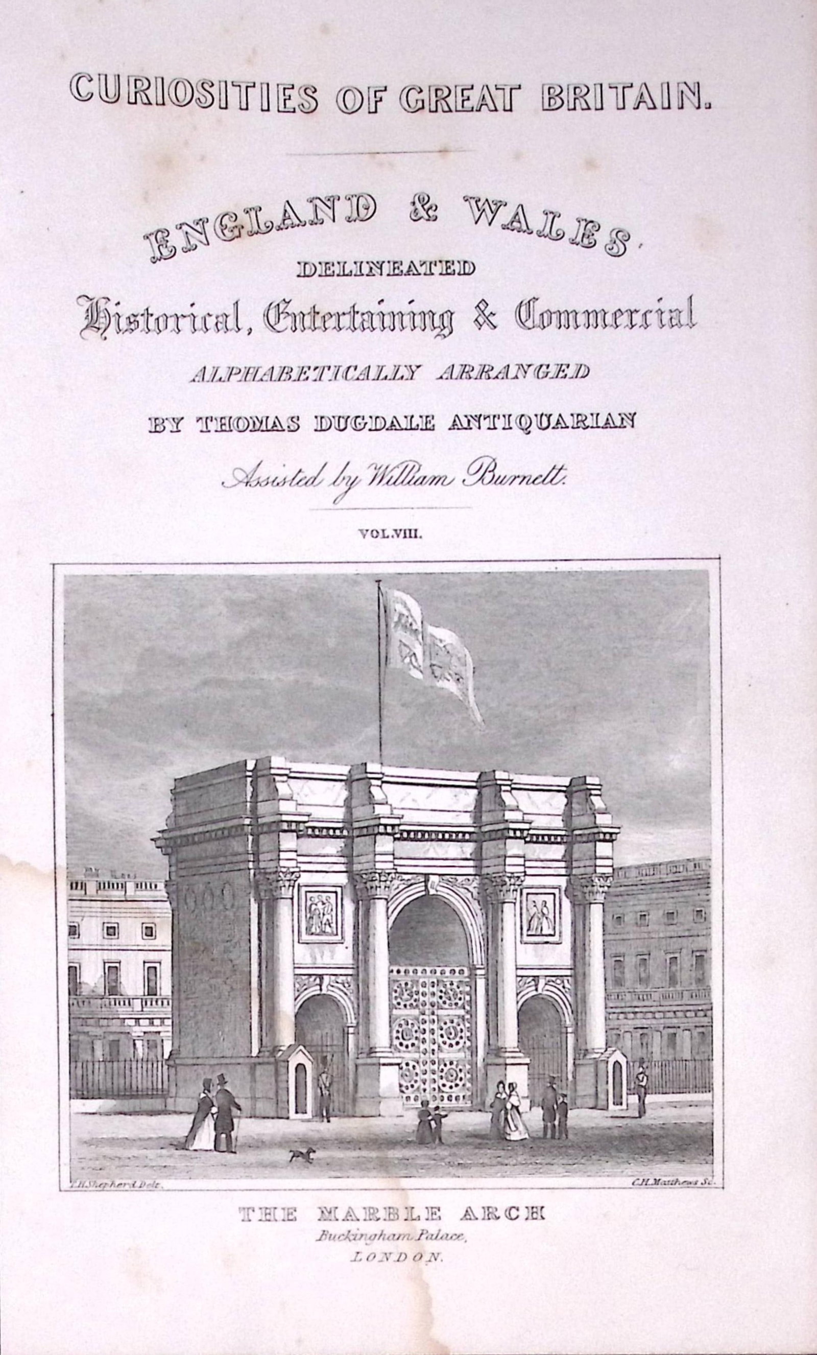 London Marble Arch 180 Years-Old Copper Plate Print-120 (1 of 2)