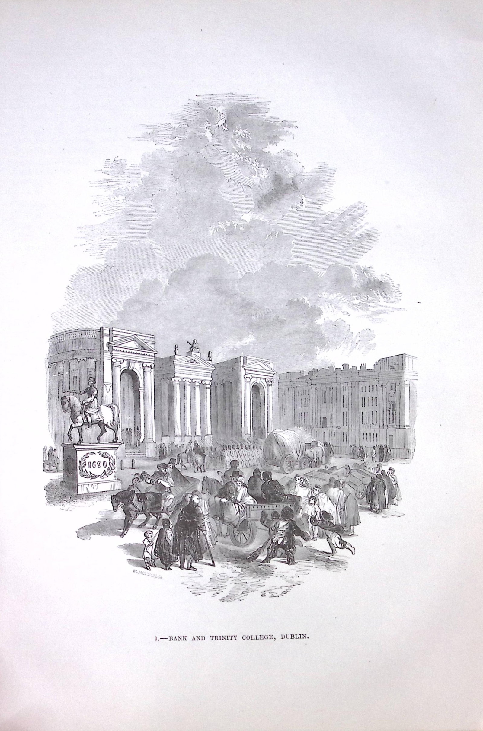 Ireland Bank & Trinity College Dublin Antique 175-Year-Old Engraved Print-17-TR: Title: Ireland Bank & Trinity College Dublin Antique 175-Year-Old Engraved Print-17-TR Description: The Land We Live In: Pictorial Sketch Book of British Islands. 1850 This Engraved Print H