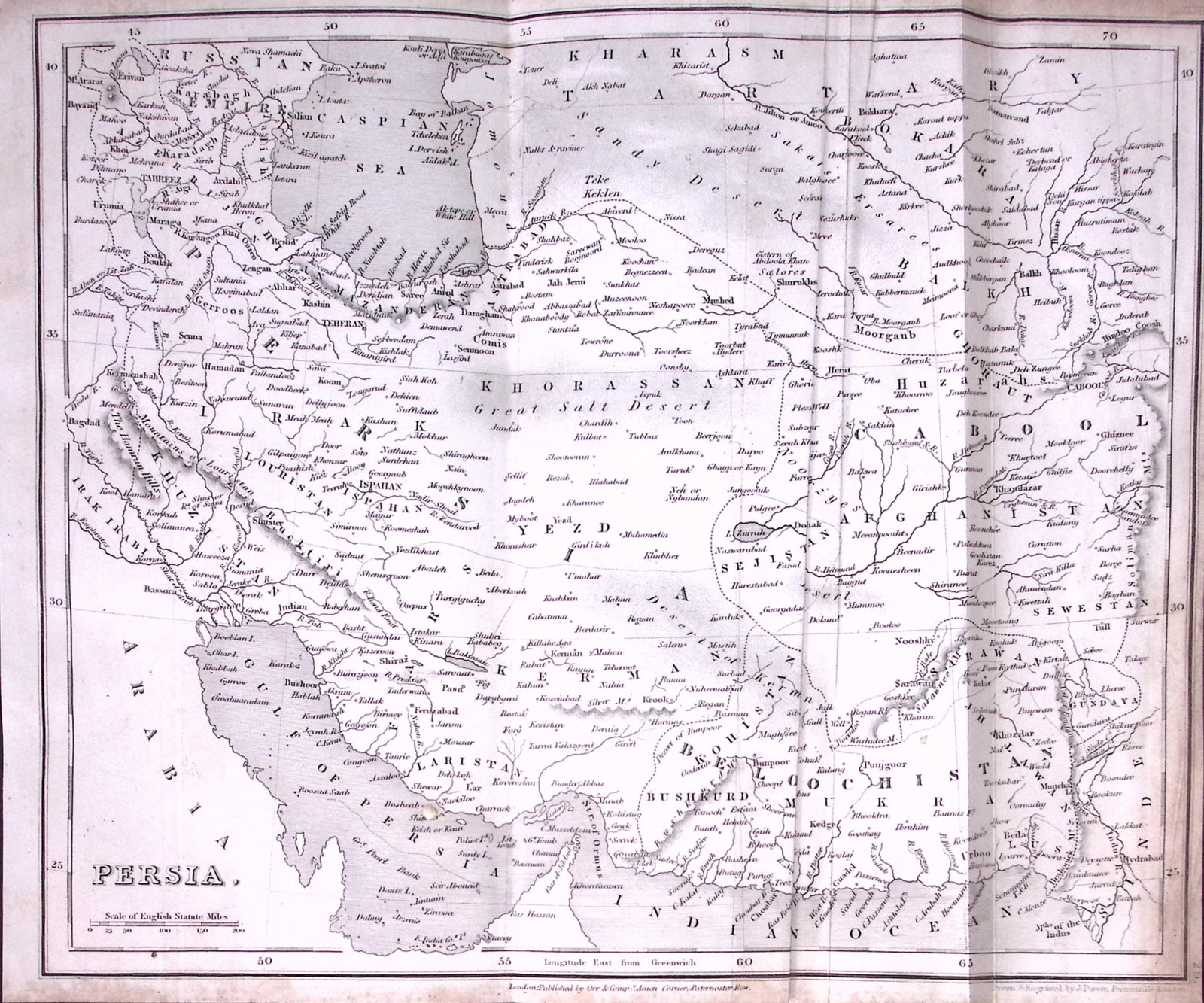 Persia Detailed Antique 179-Year-Old Engraved Map-25-TR (1 of 2)