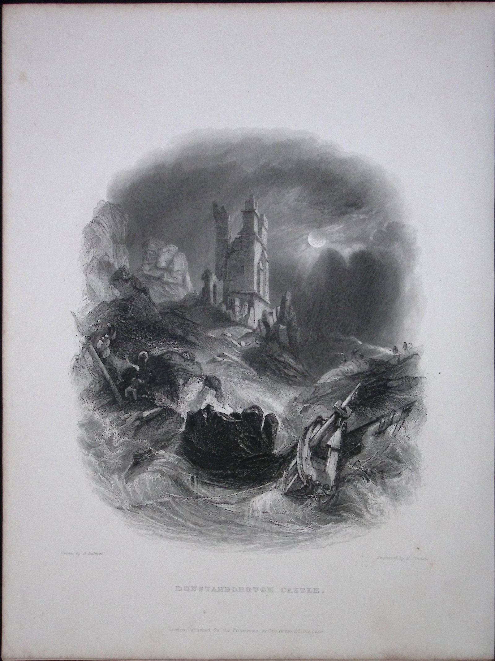 Dunstanborough Castle At Night WH Bartlett 183 Years-Old Antique Steel Engraving-58: Title: Dunstanborough Castle At Night WH Bartlett 183 Years-Old Antique Steel Engraving-58 Description: This Steel Engraved Print Has Been Removed from an Antique 1842 Edition of. Finden’s The