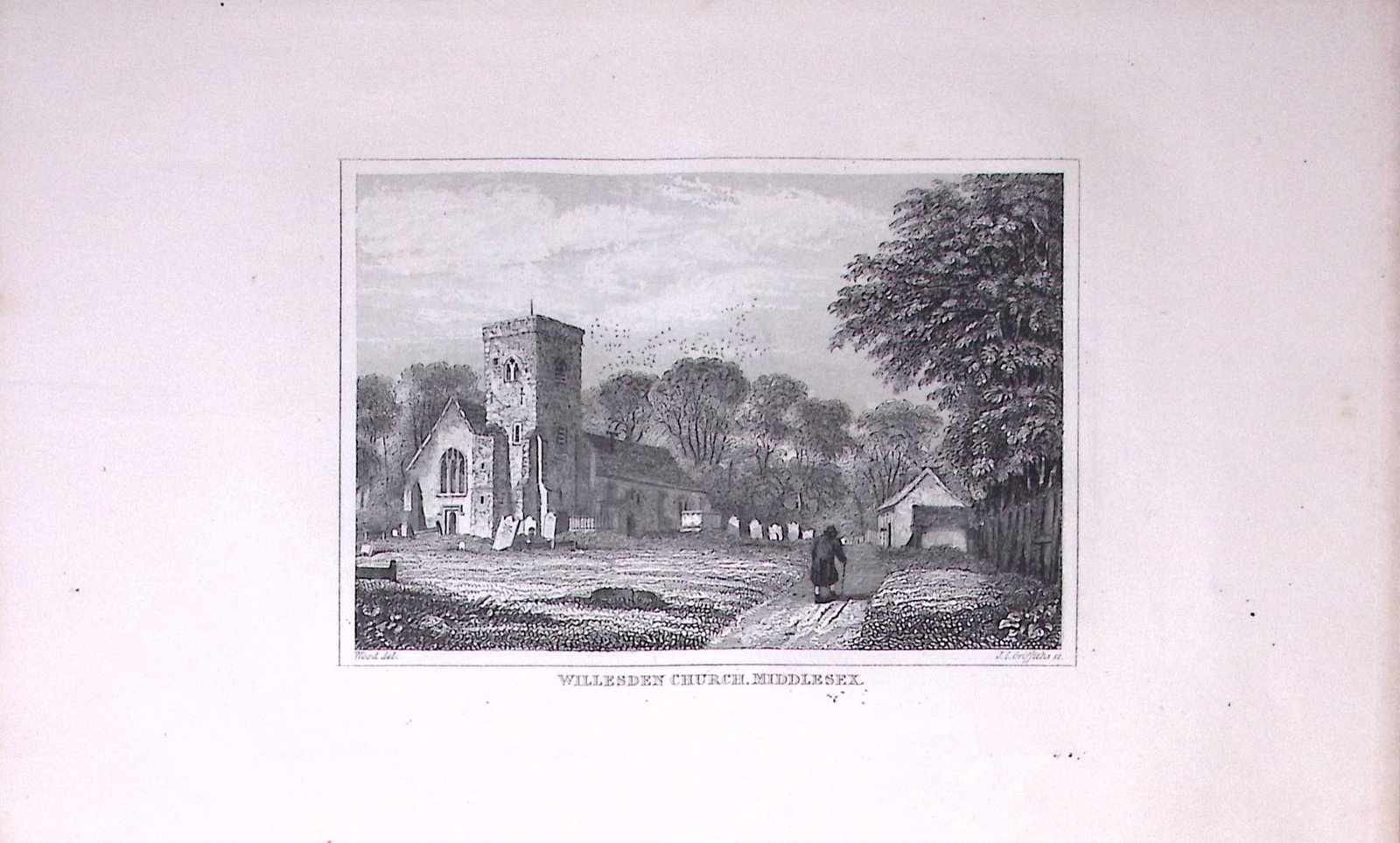 London Willesden Church Antique 180 Years-Old Copper Plate Print-103: Title: London Willesden Church Antique 180 Years-Old Copper Plate Print-103 Description: This Antique Copper Plate Engraving Has Been Removed from an Antique Edition of. Thomas Dugdale Curiosities of