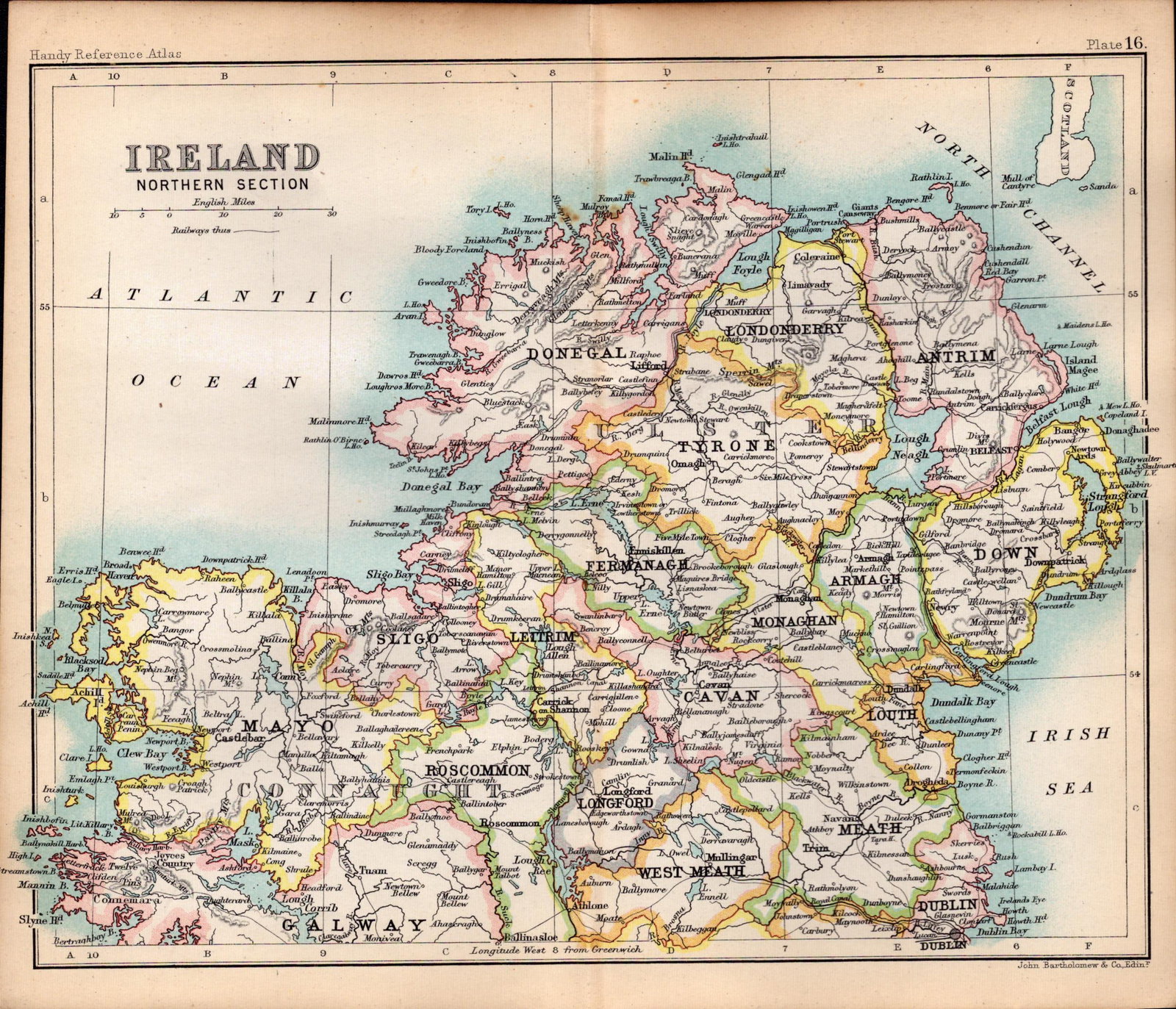 Ireland Northern Area Double Sided Antique 1896 Map. (1 of 3)