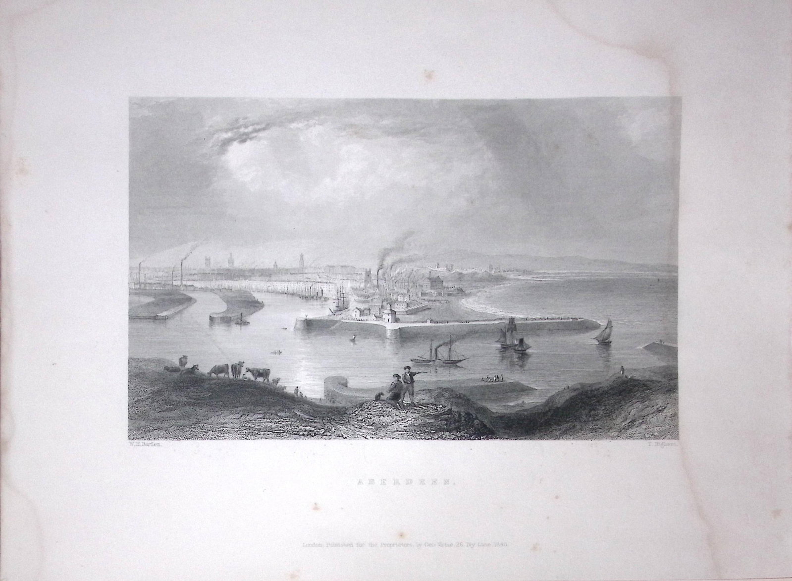 Aberdeen City Scotland WH Bartlett 1842 Antique Steel Engraving-122: Title: Aberdeen City Scotland WH Bartlett 1842 Antique Steel Engraving-122 Description: This Steel Engraved Print Has Been Removed from an Antique 1842 Edition of. Finden’s The Ports, Har