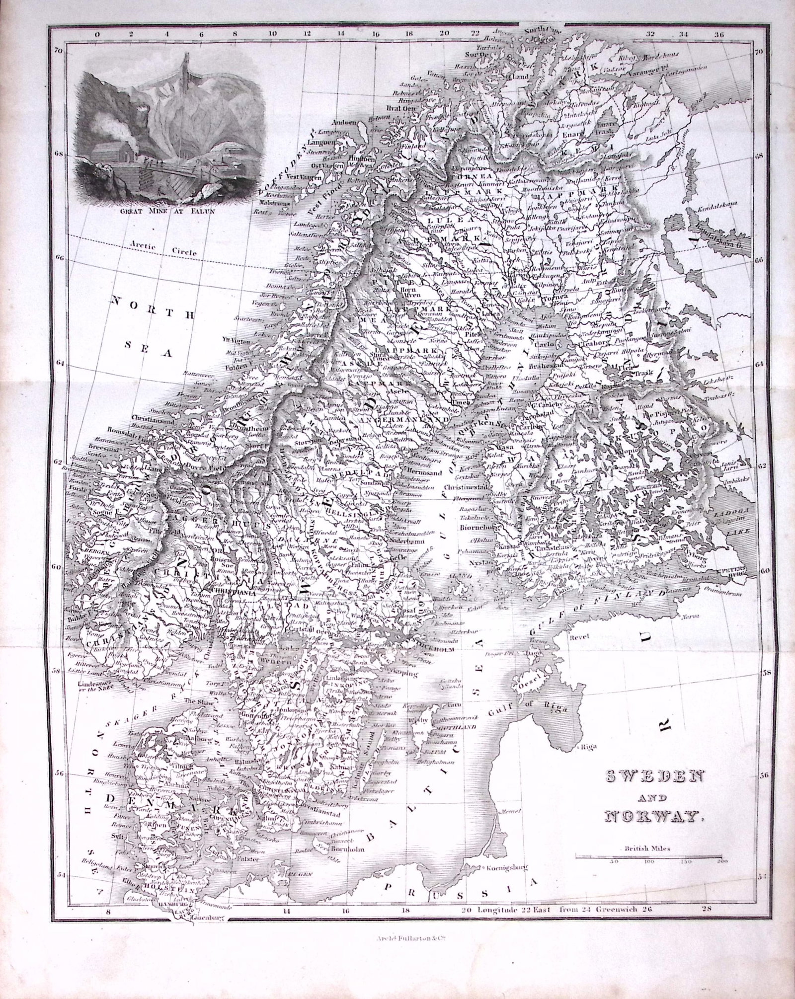 Sweden & Norway Detailed Antique 179-Year-Old Engraved Map-15-TR (1 of 2)