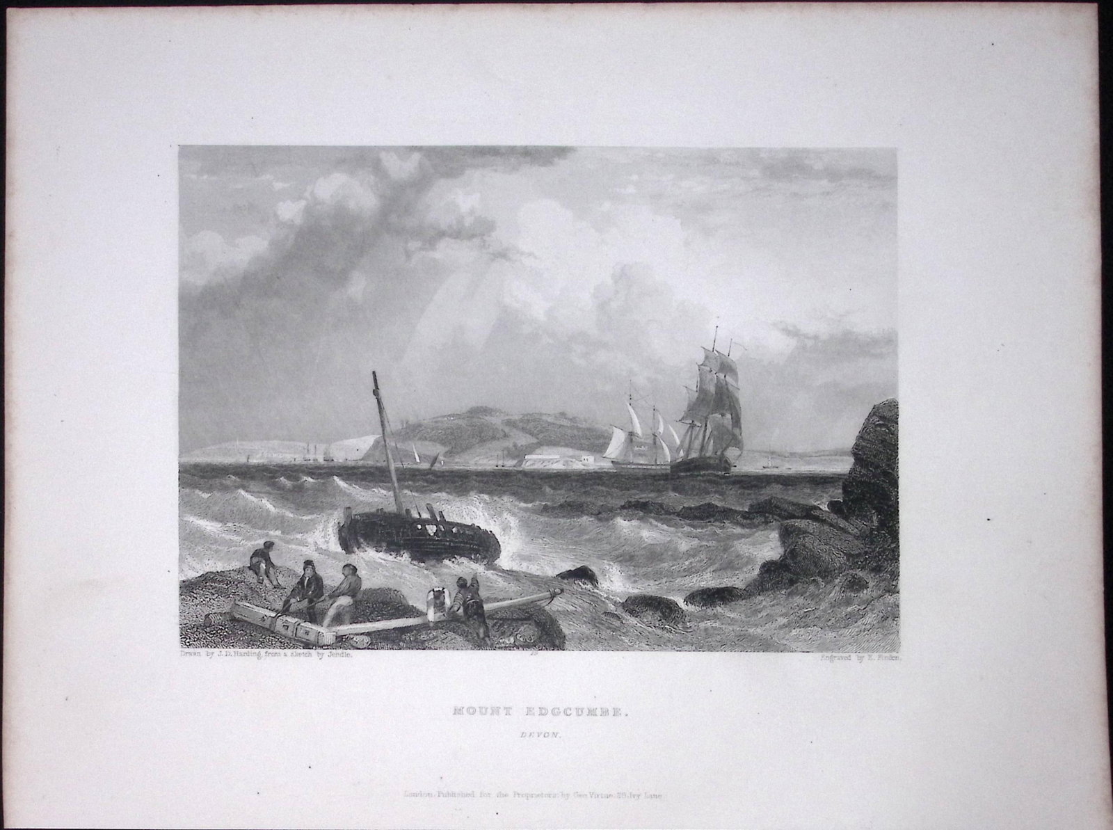 Cornwall Mount Edgcumbe WH Bartlett 183 Years-Old Antique Steel Engraving-17: Title: Cornwall Mount Edgcumbe WH Bartlett 183 Years-Old Antique Steel Engraving-17 Description: This Steel Engraved Print Has Been Removed from an Antique 1842 Edition of. Finden’s The P