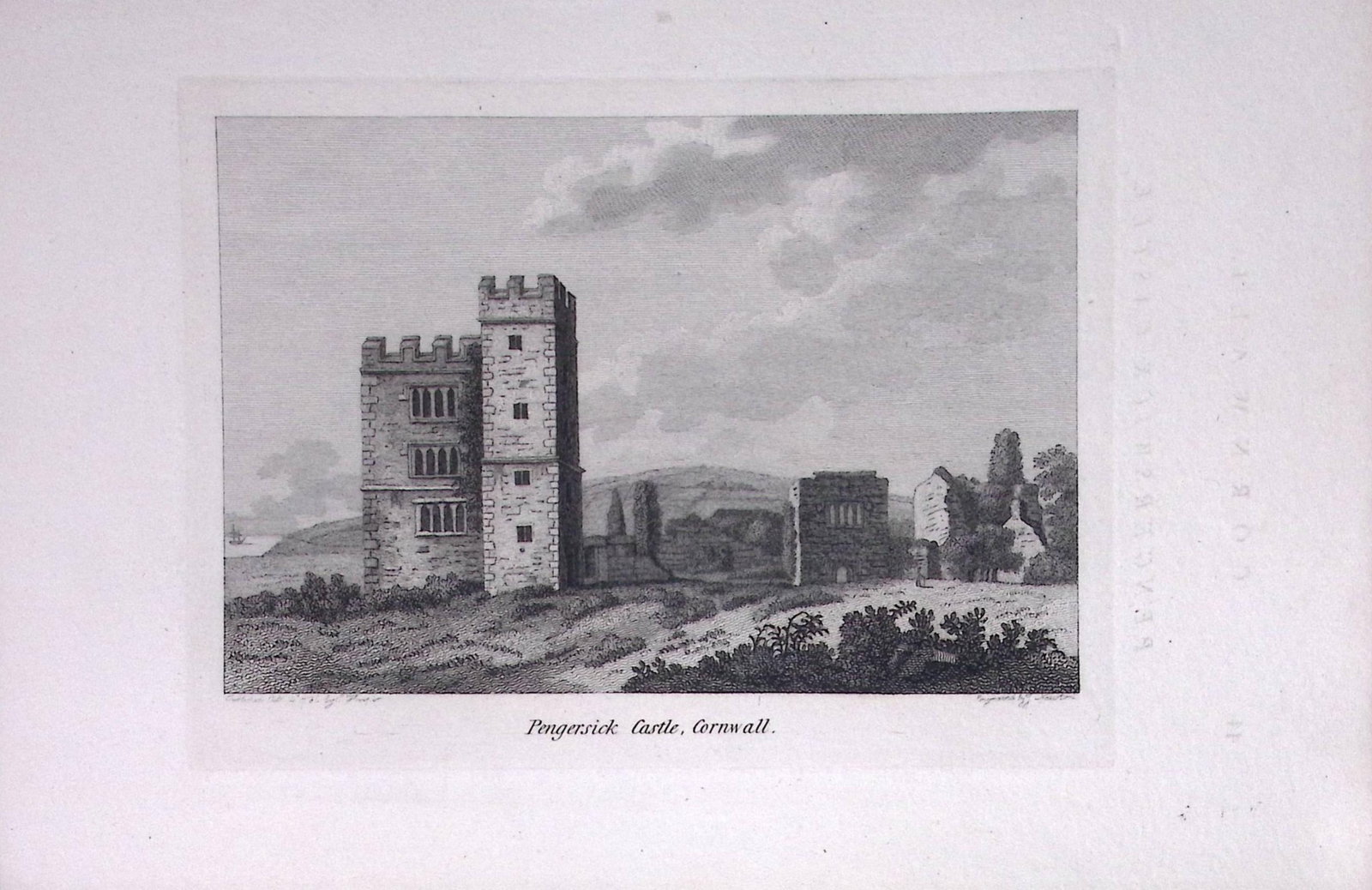 Cornwall Pengersick Castle Francis Grose Rare 240 Years-Old Copper Engraving-11: Title: Cornwall Pengersick Castle Francis Grose Rare 240 Years-Old Copper Engraving-11 Description: This Antique Book Plates Was Removed from an 8 Volume Edition. Francis Grose's Antiquities of