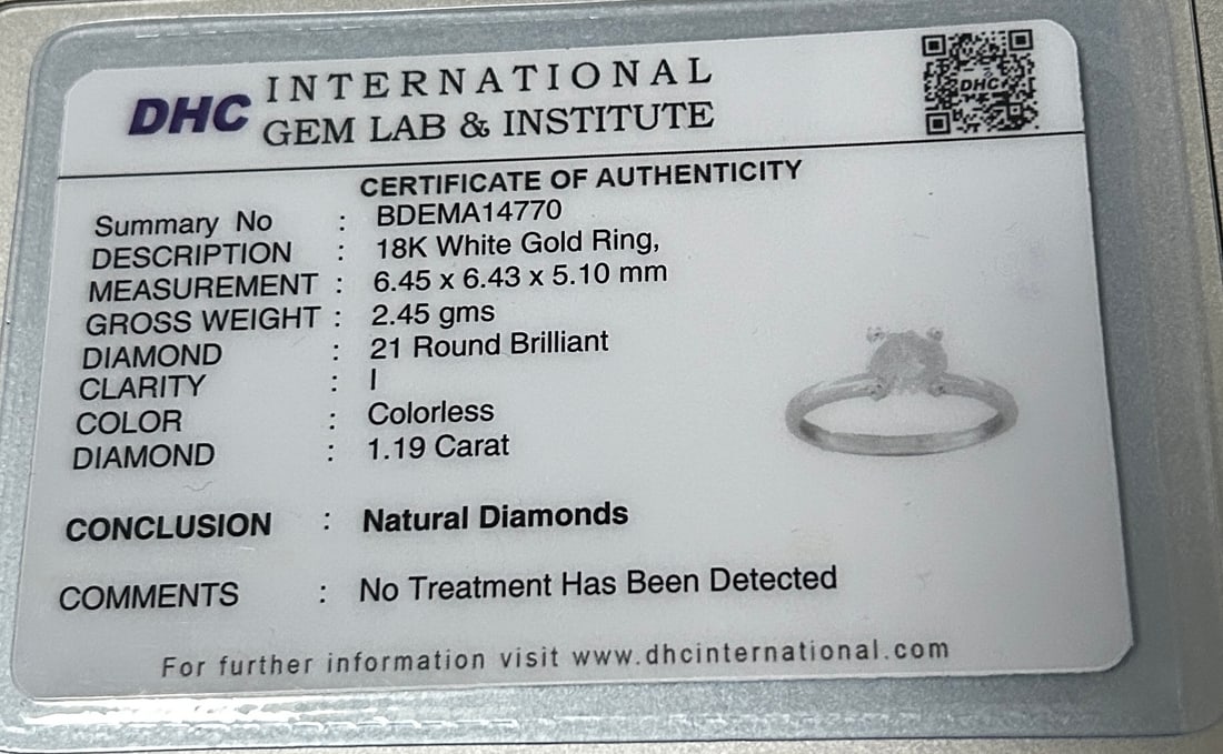 Beautiful 1.19ct Untreated Natural Solitaire Diamond & 18k Gold - 11