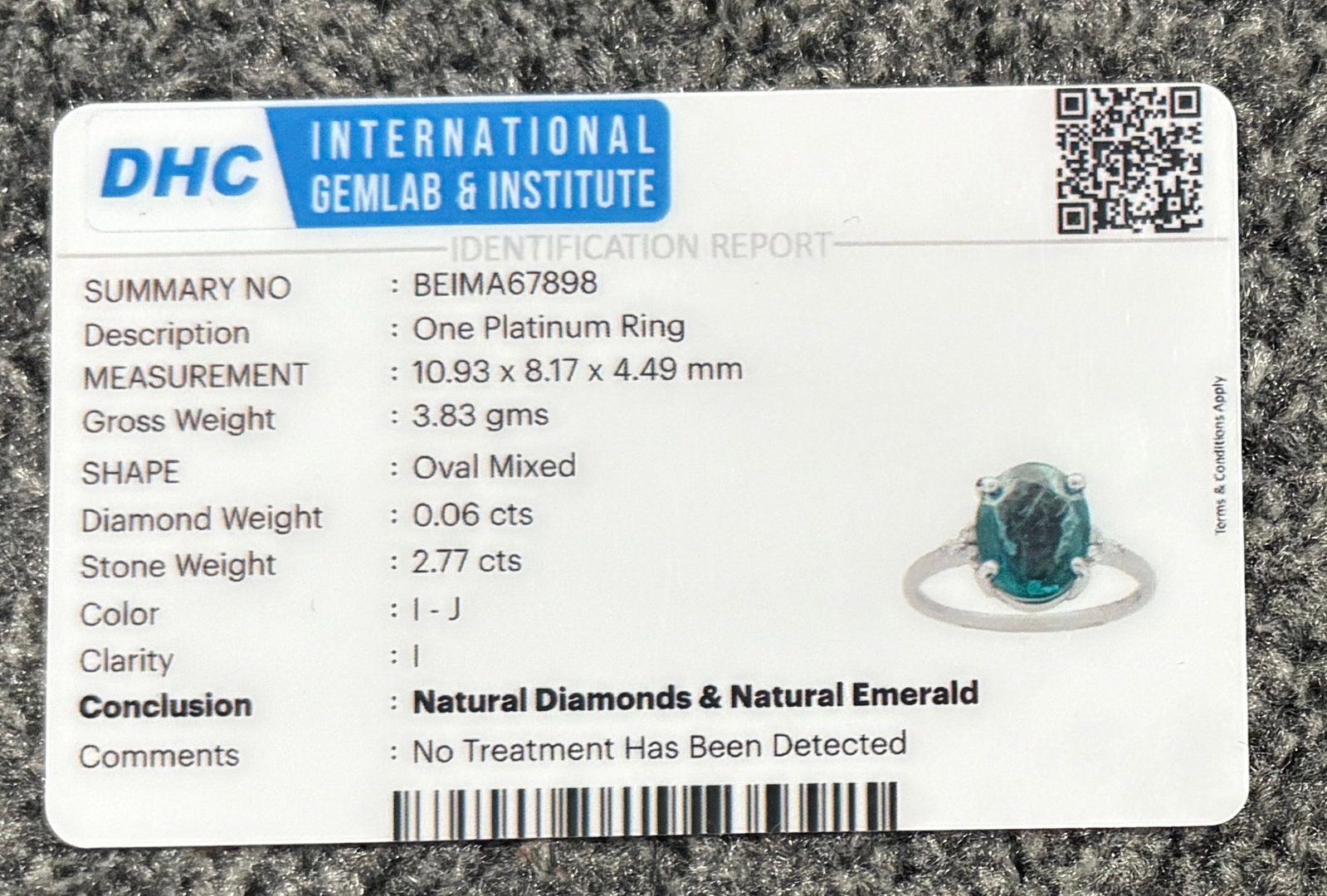 Beautiful 2.77 CT Natural Emerald Ring With Natural Diamonds & Platinum 950 - 13
