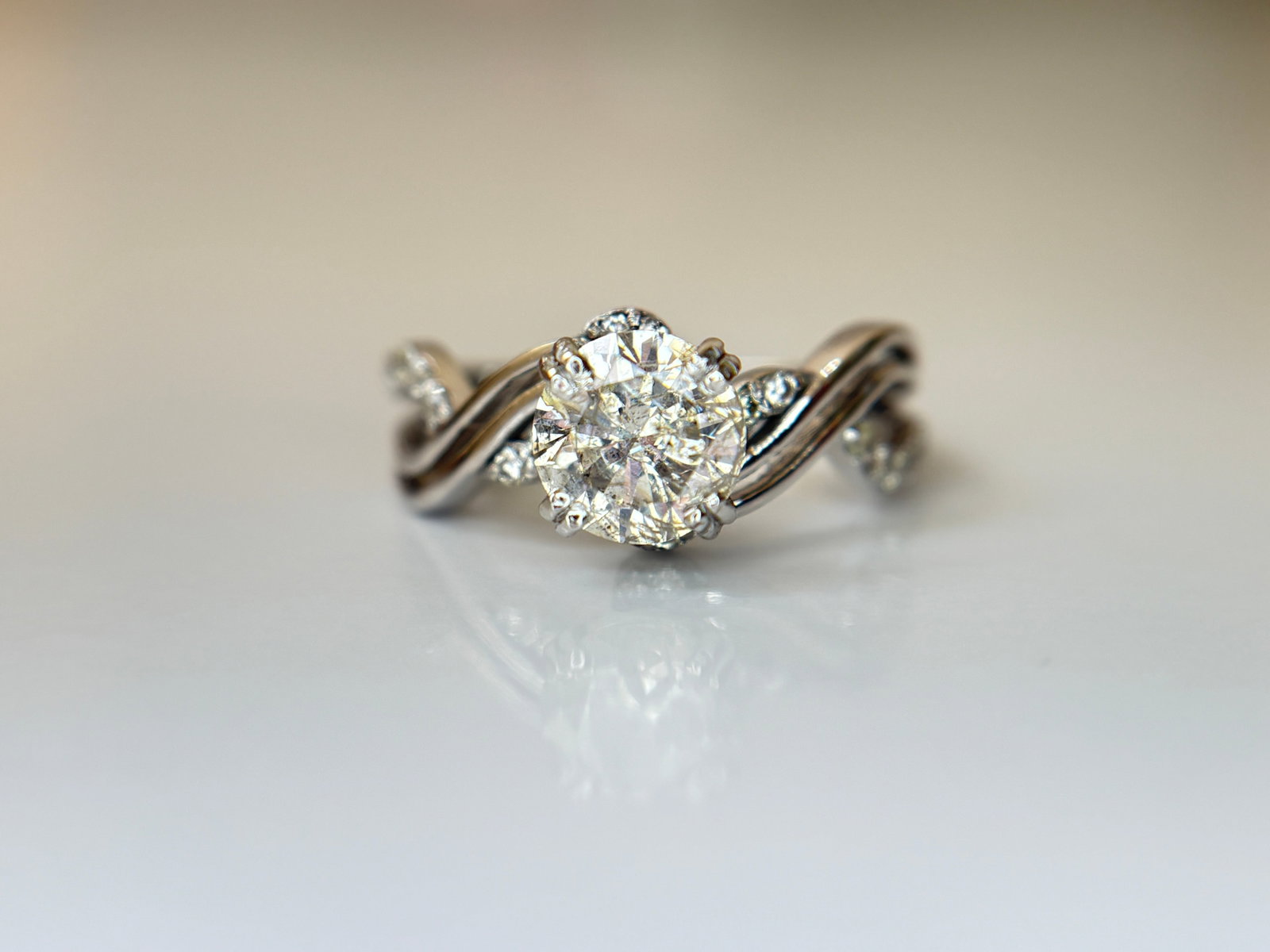 Beautiful 1.36ct Natural Diamond Ring With 18k White Gold - 5
