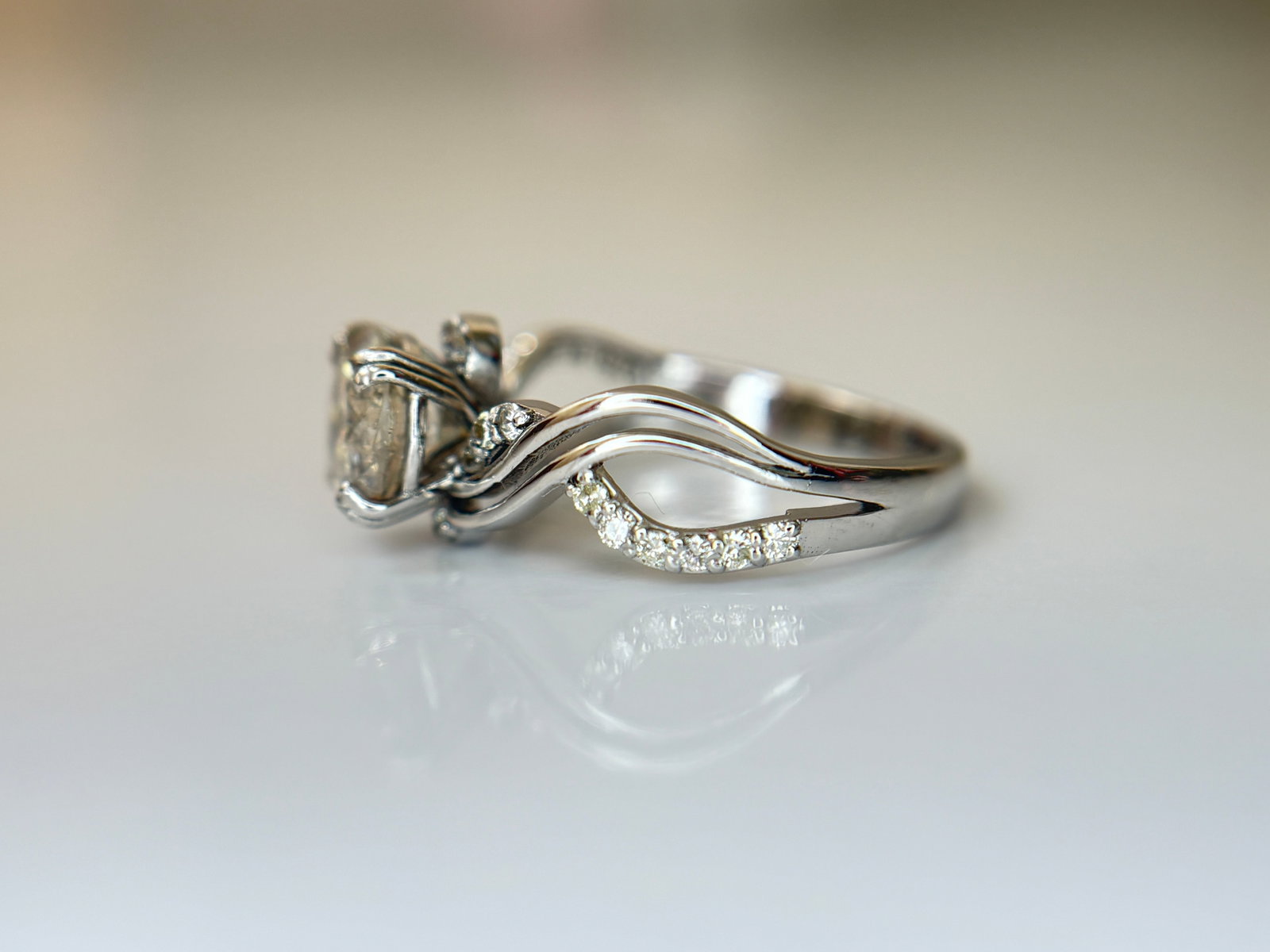 Beautiful 1.36ct Natural Diamond Ring With 18k White Gold - 6