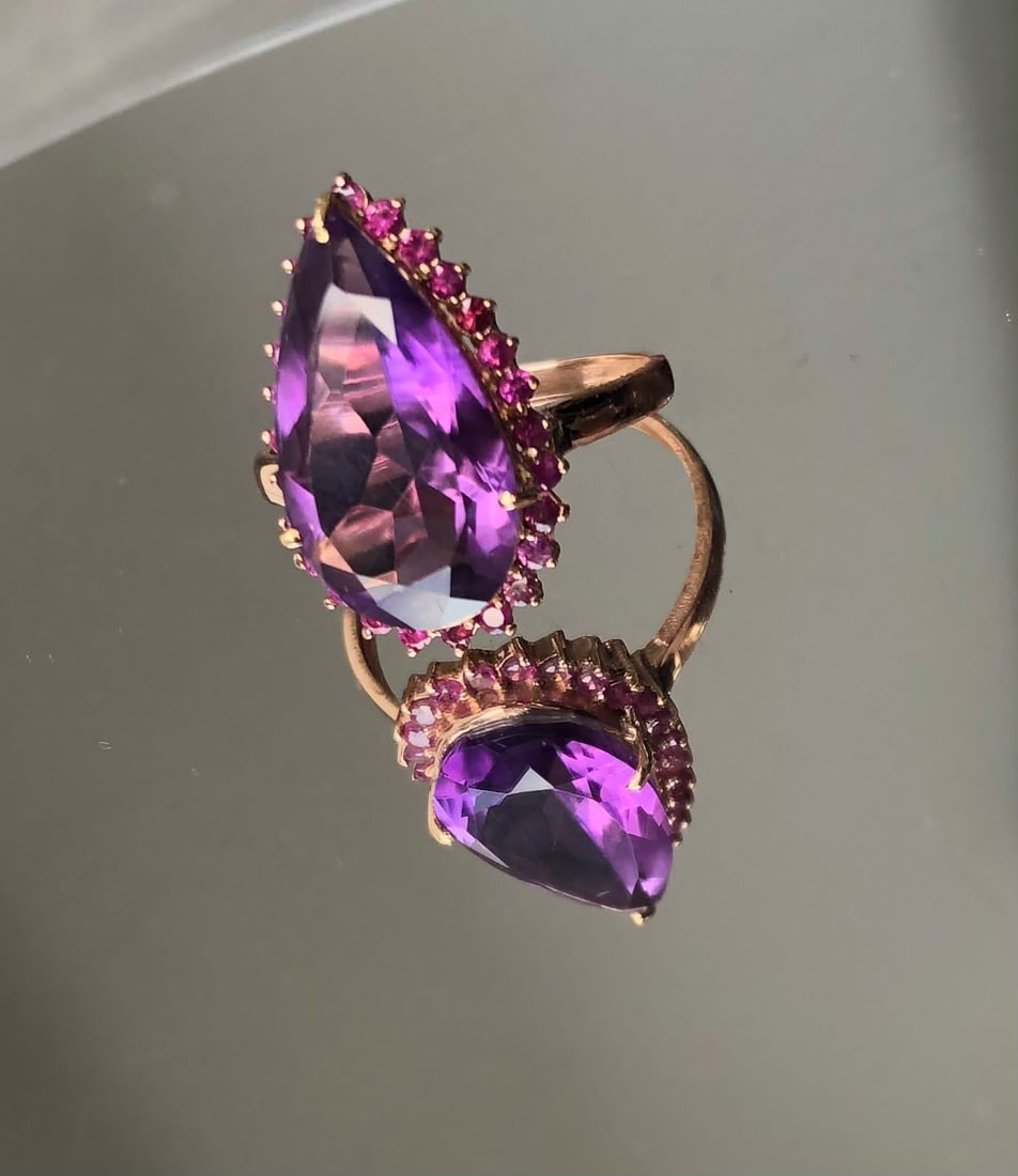 Beautiful Natural Amethyst 4.55Ct With Natural Burma Ruby & 18k White Gold - 3