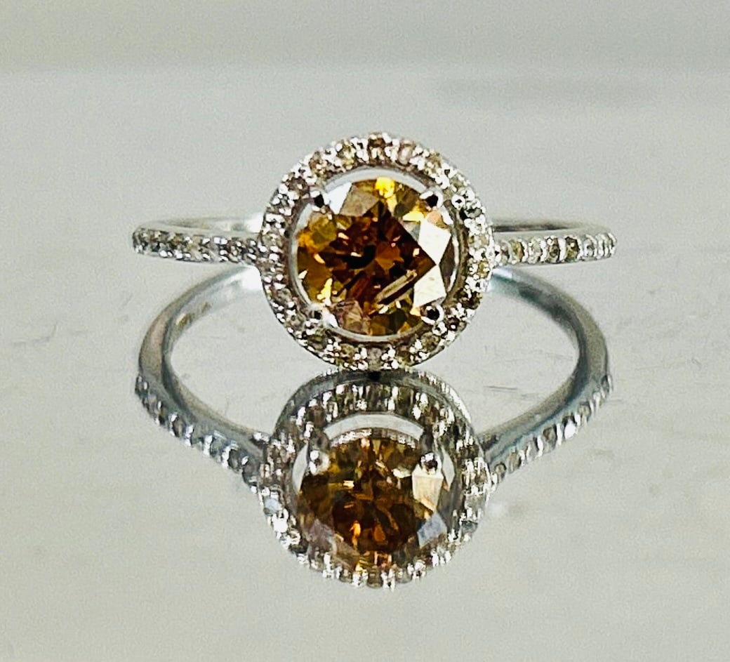 Beautiful Natural 1.05 CT Natural Solitaire Champagne Diamond Ring With 18k Gold - 2