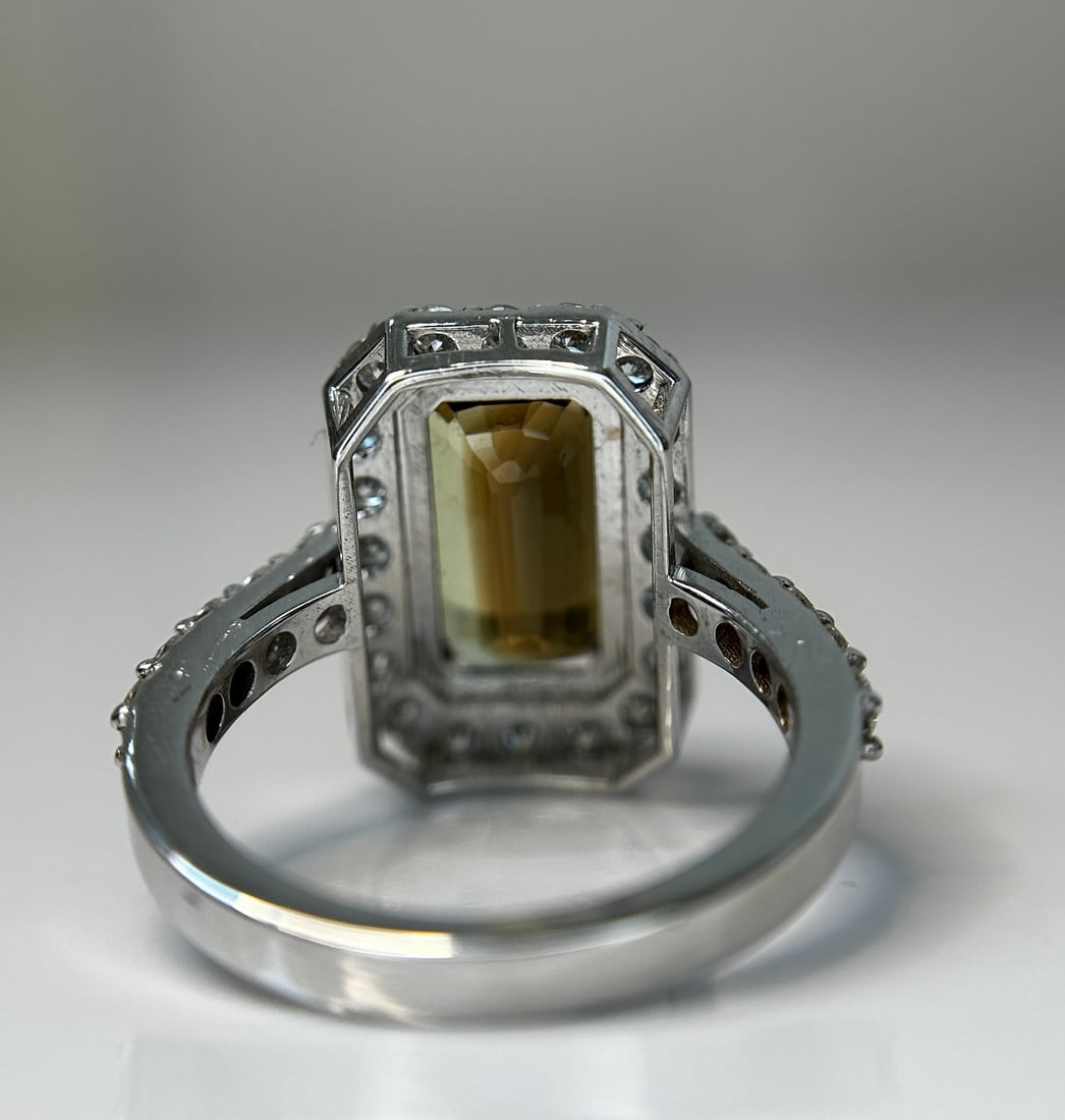 GIA Certified Natural Rare Alexandrite Ring 5.07ct With 1.38ct Diamond & 18k White Gold - 13