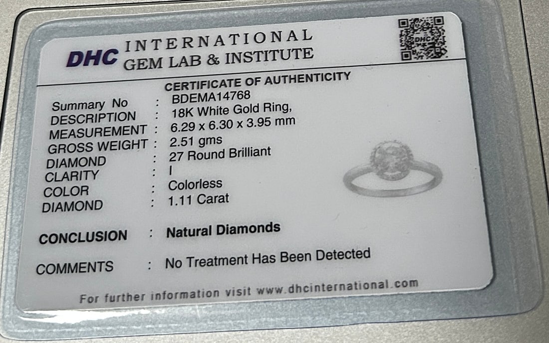 Beautiful 1.11ct Untreated Natural Solitaire Diamond & 18k Gold - 6