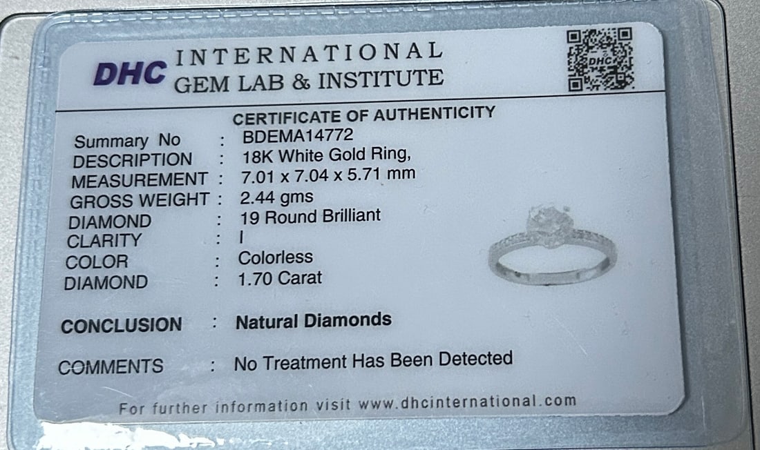 Beautiful 1.70ct Untreated Natural Solitaire Diamond & 18k Gold - 8