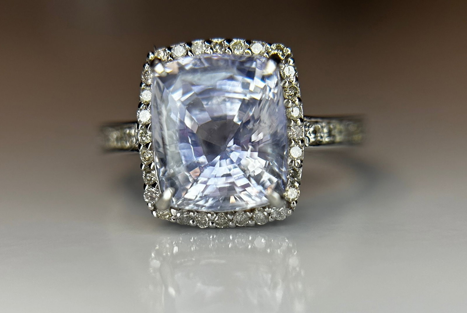 Beautiful 4.74 CT Unheated/Untreated Ceylon Blue Sapphire Diamonds & 18k Gold - 8
