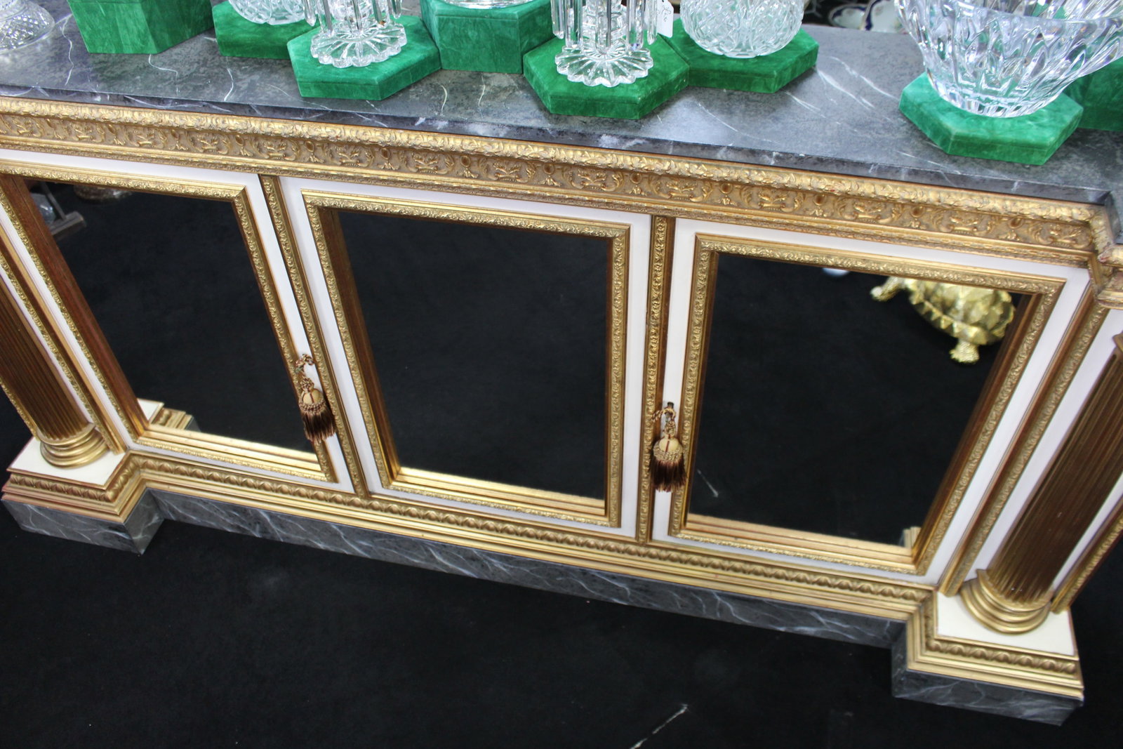 Title: Impressive Neoclassical-Style Painted and Gilt Credenza Description: Large Decorative - 10