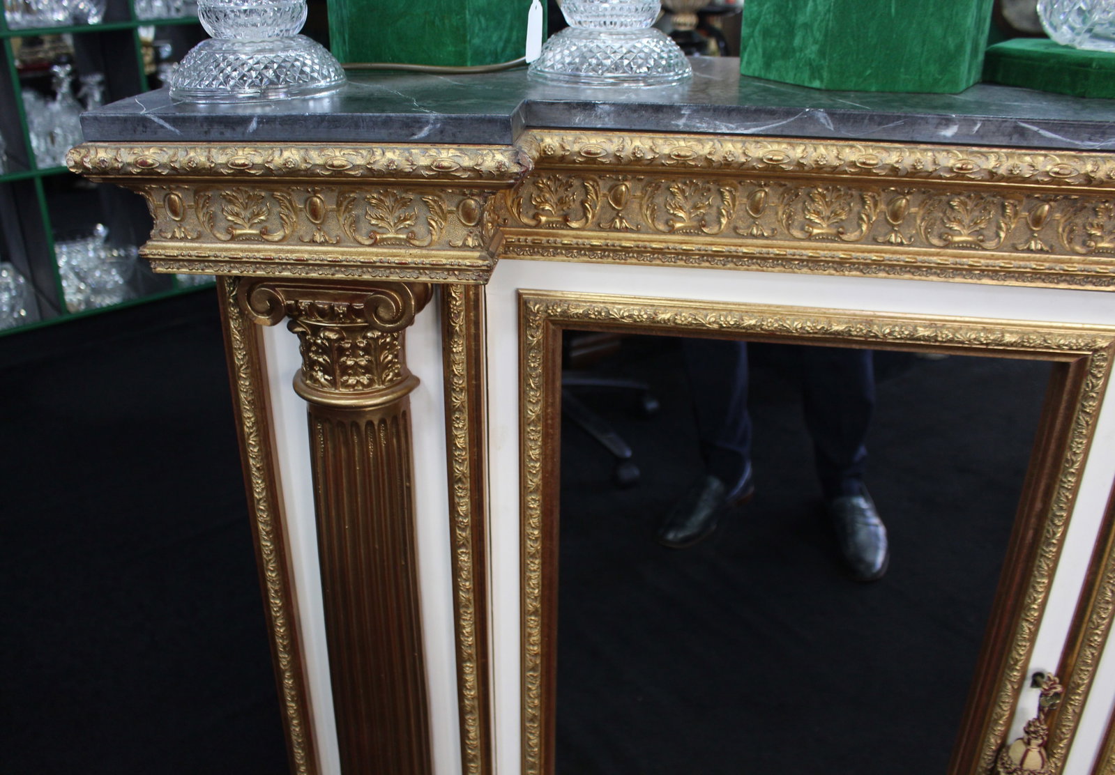 Title: Impressive Neoclassical-Style Painted and Gilt Credenza Description: Large Decorative - 11