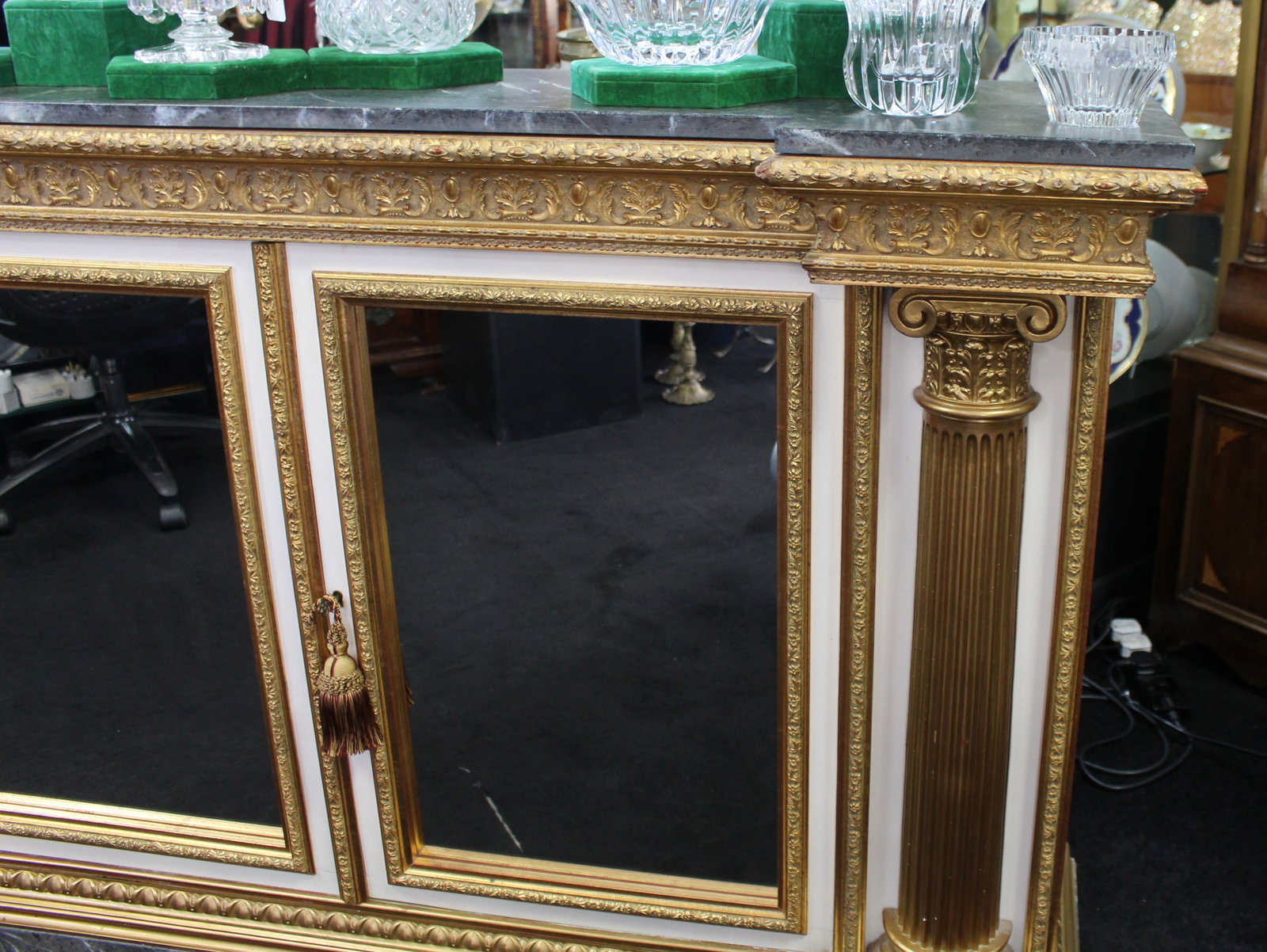 Title: Impressive Neoclassical-Style Painted and Gilt Credenza Description: Large Decorative - 5