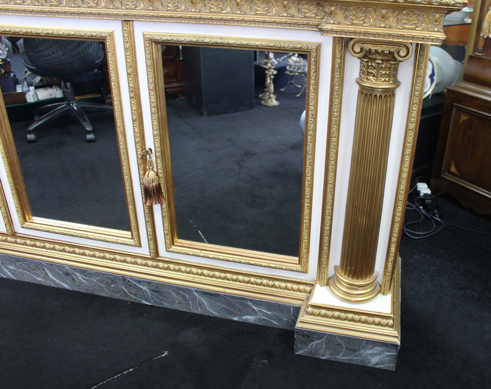 Title: Impressive Neoclassical-Style Painted and Gilt Credenza Description: Large Decorative - 6