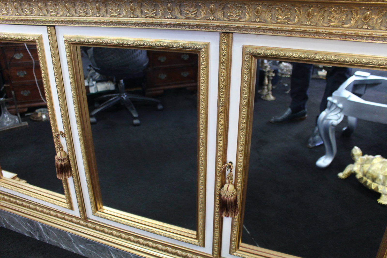 Title: Impressive Neoclassical-Style Painted and Gilt Credenza Description: Large Decorative - 9