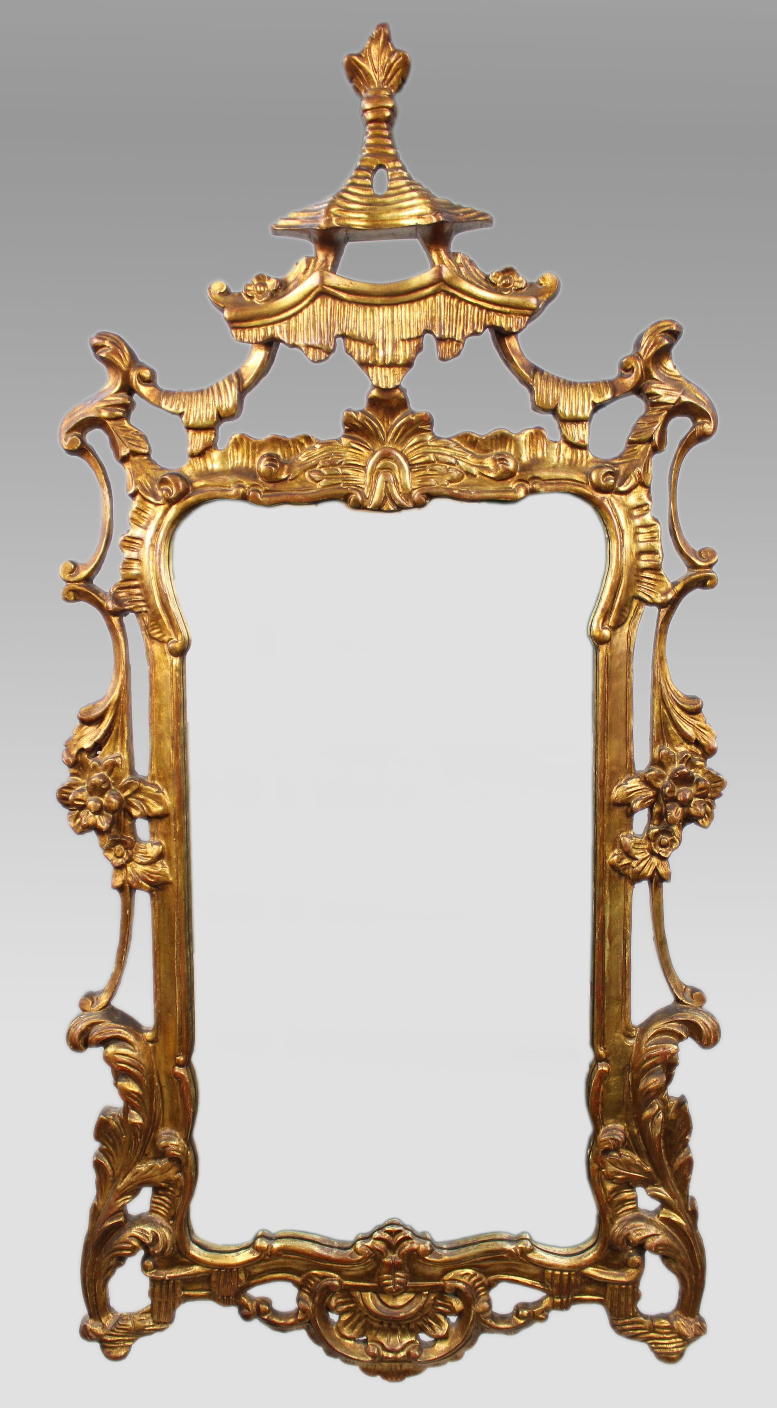 Title: Large Italian Rococo Style Carved Giltwood Wall Mirror Description: Large Italian Rococo (1 of 6)