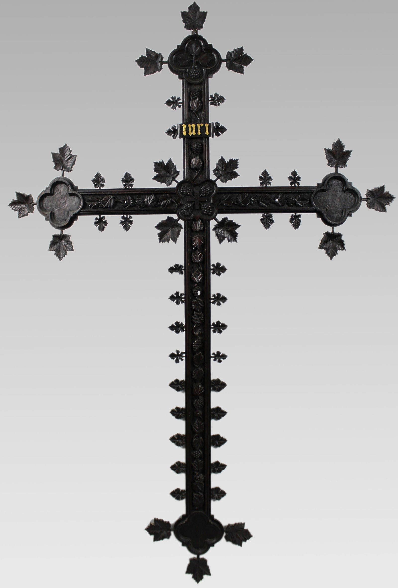 Title: Large Antique 19th Century Carved Black Forest Cross Description: 19th Century Carved Black (1 of 5)