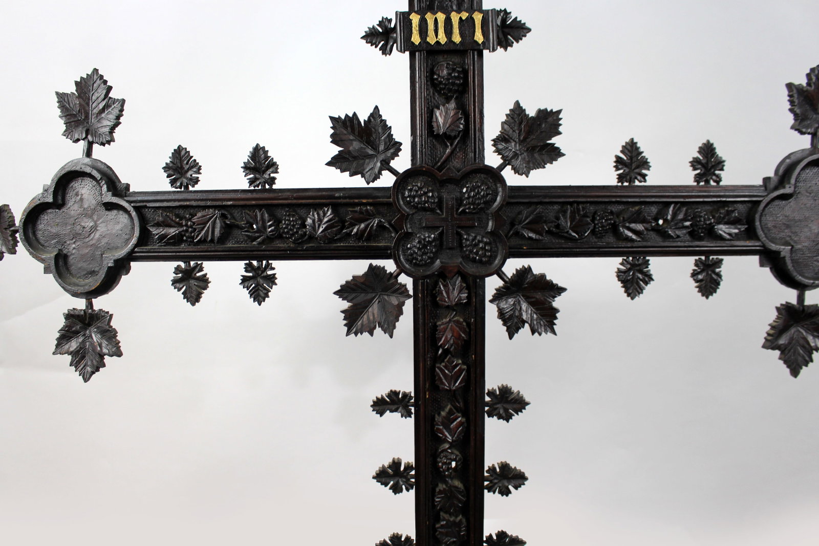 Title: Large Antique 19th Century Carved Black Forest Cross Description: 19th Century Carved Black - 3