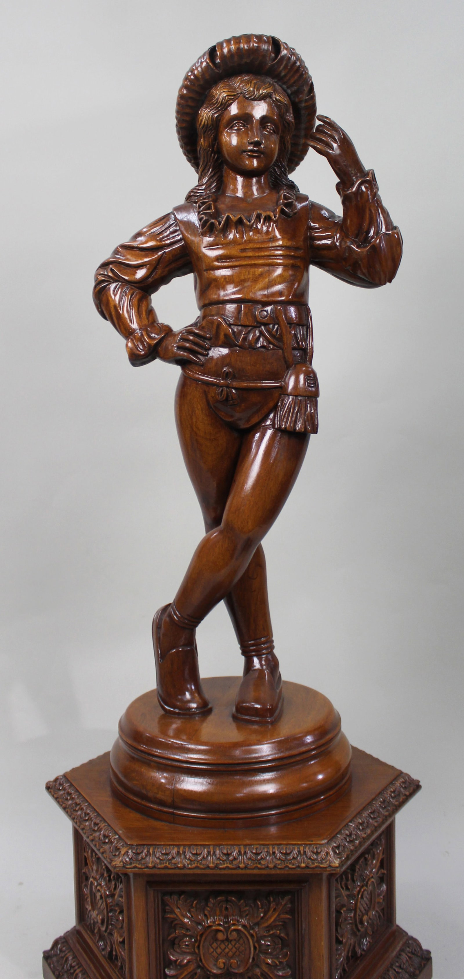 Title: Italian Renaissance Revival Carved Hardwood Figure circa 1900 Description: Italian - 2