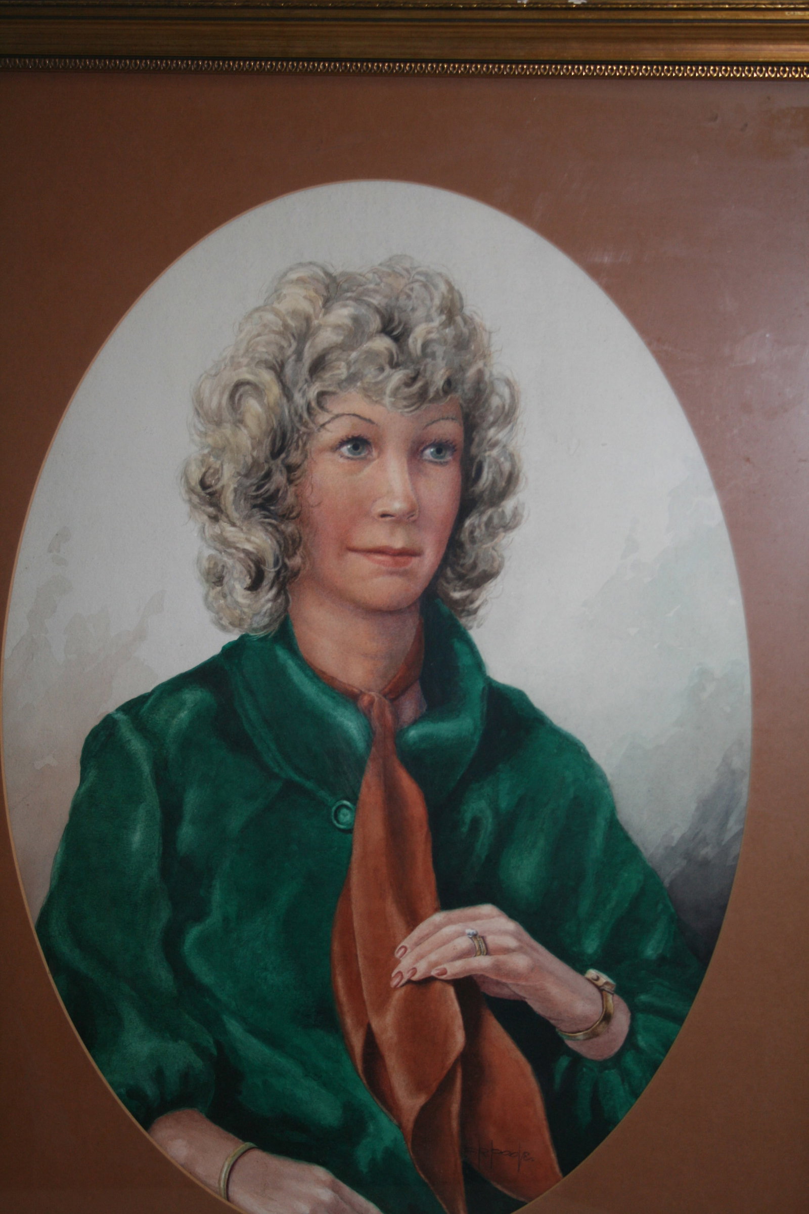 Title: Oval Watercolour Portrait by C.R.Poole (English, 20th c.) Description: Period Mid 20th - 2