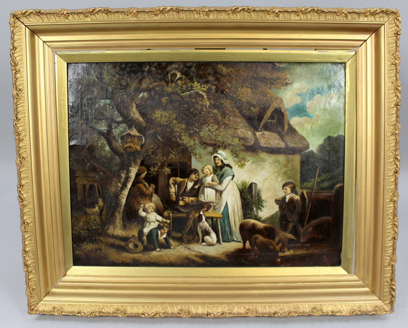 Title: Early 19th c. Country Genre Scene Oil on Canvas Description: Early 19th Century Country Genre (1 of 10)