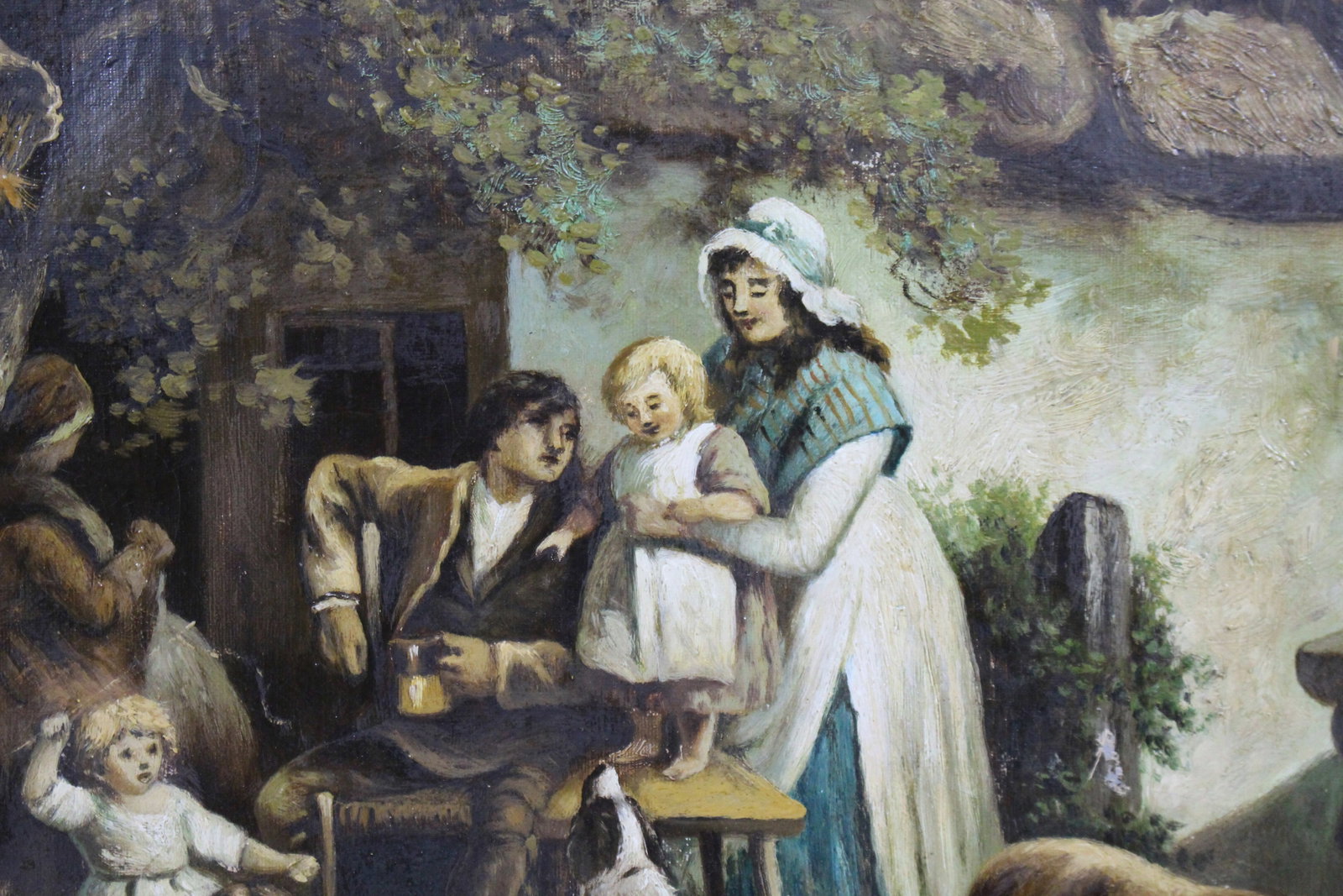 Title: Early 19th c. Country Genre Scene Oil on Canvas Description: Early 19th Century Country Genre - 3